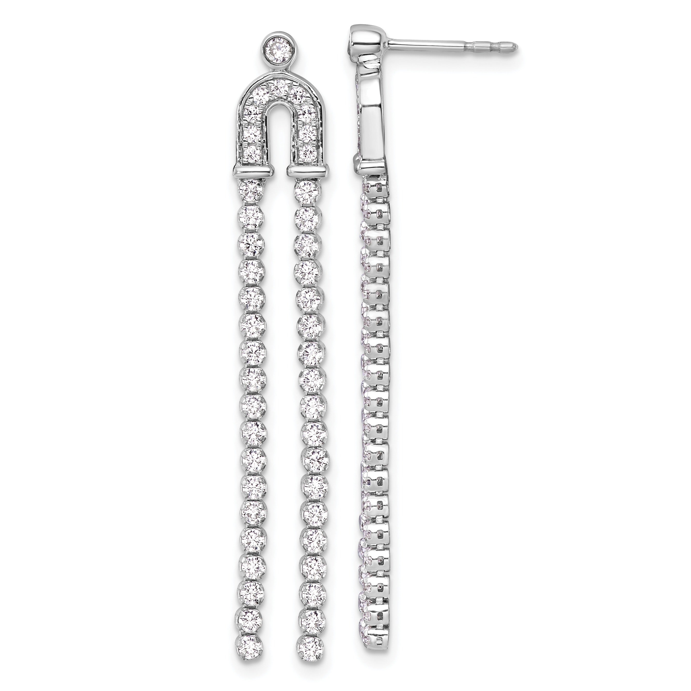14k White Gold 2 carat Lab Grown Diamond Dangle Earrings