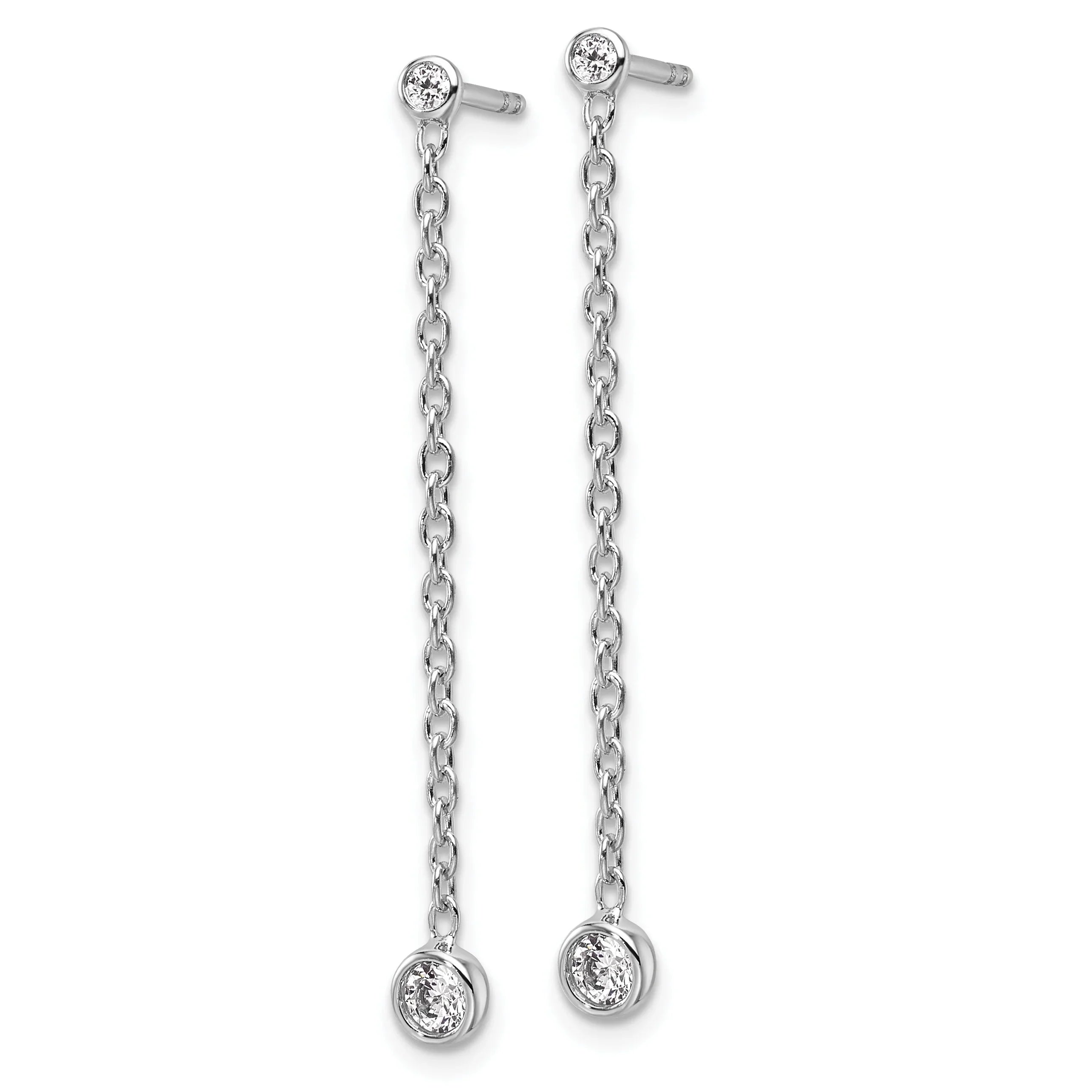 14k White Gold Lab Grown Diamond Dangle Hanging Earrings - Fine Diamond