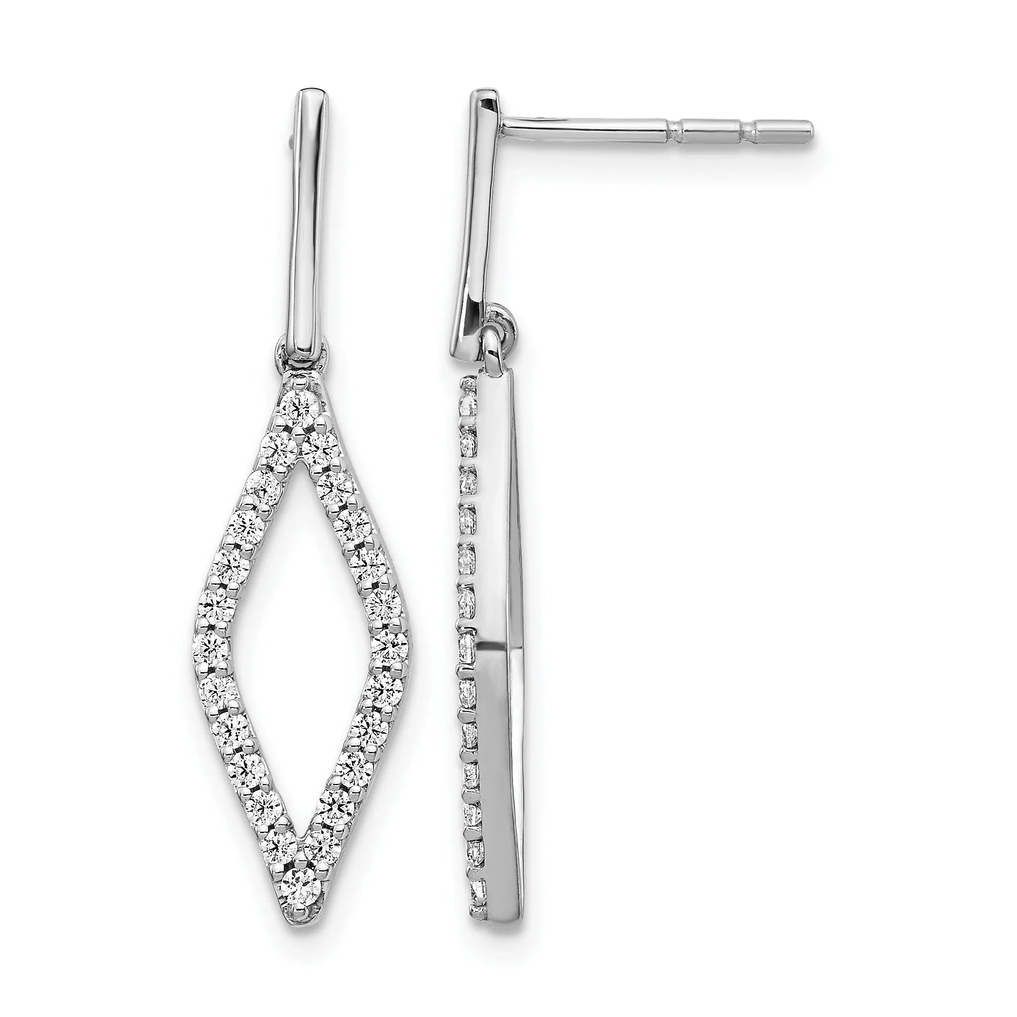 14k White Gold 1/2 carat Lab Grown Diamond Fashion Dangle Post Earrings - Fine Diamond