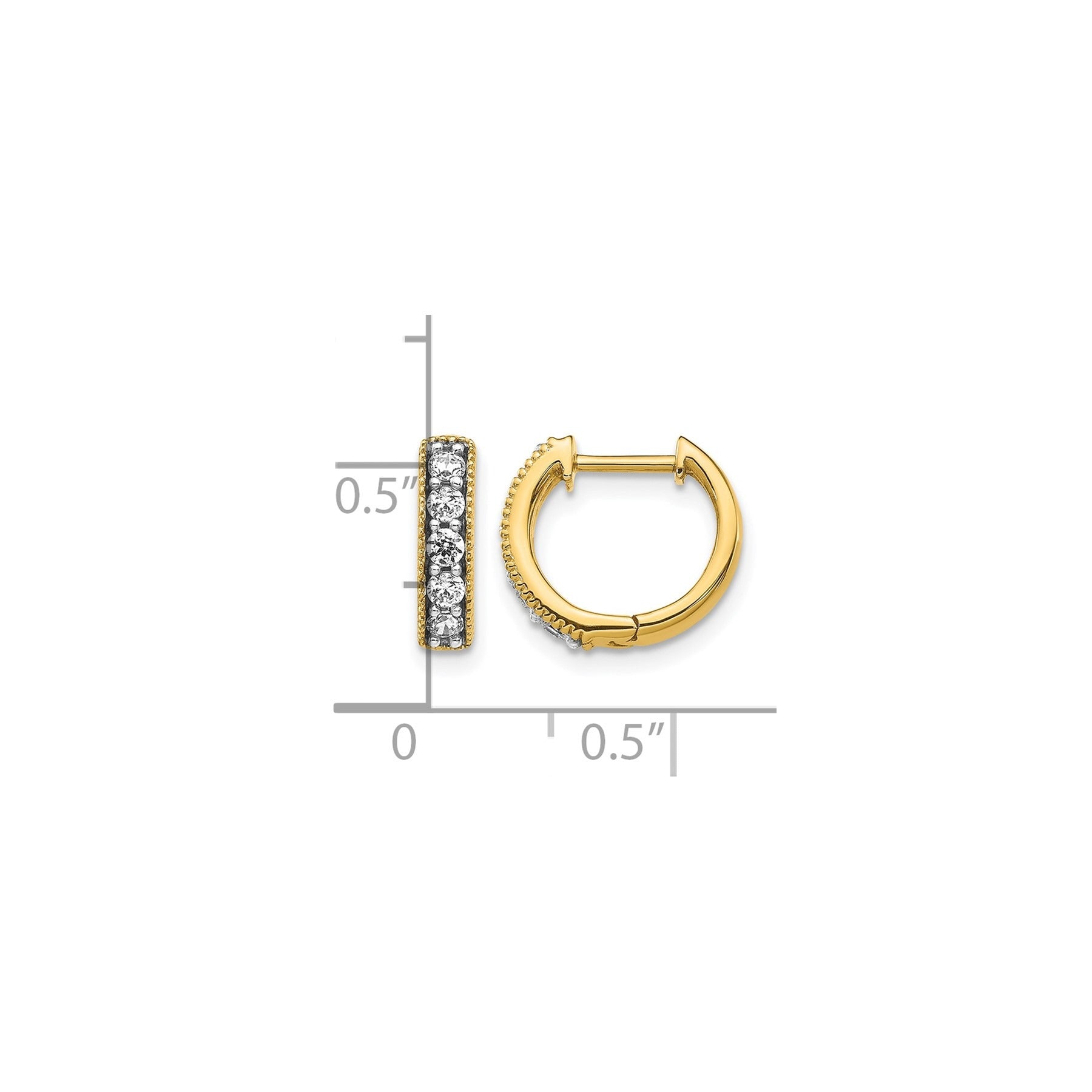 14k Gold Diamond Milgrain Hinged Hoop Earrings