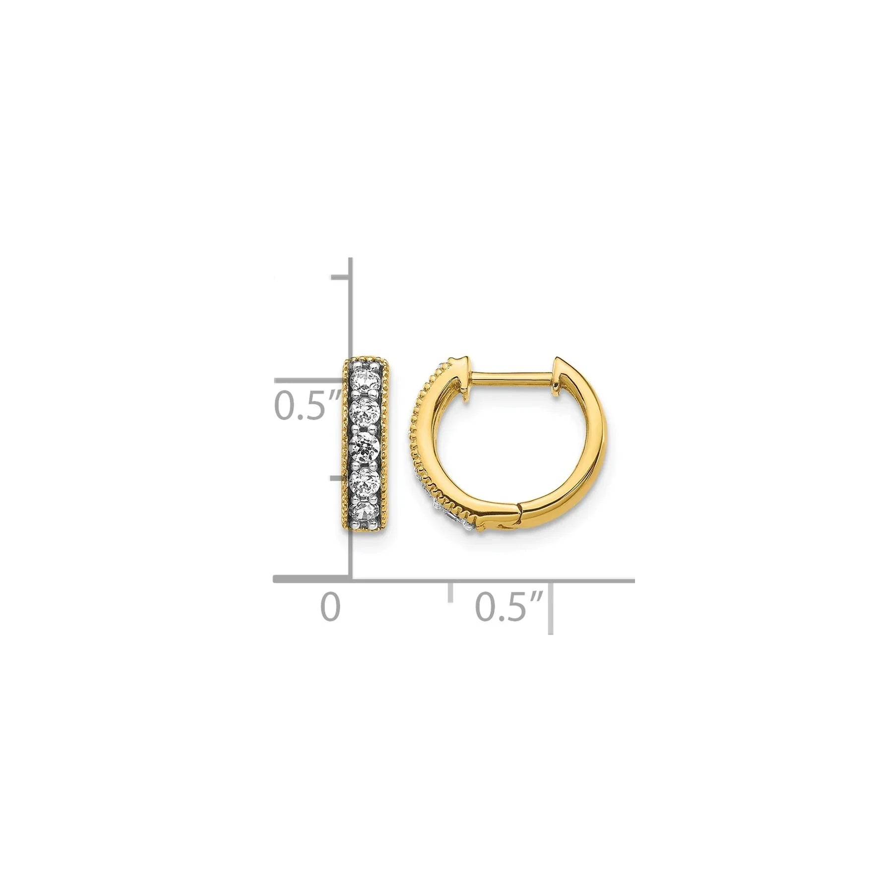 14k Gold Diamond Milgrain Hinged Hoop Earrings - Fine Diamond