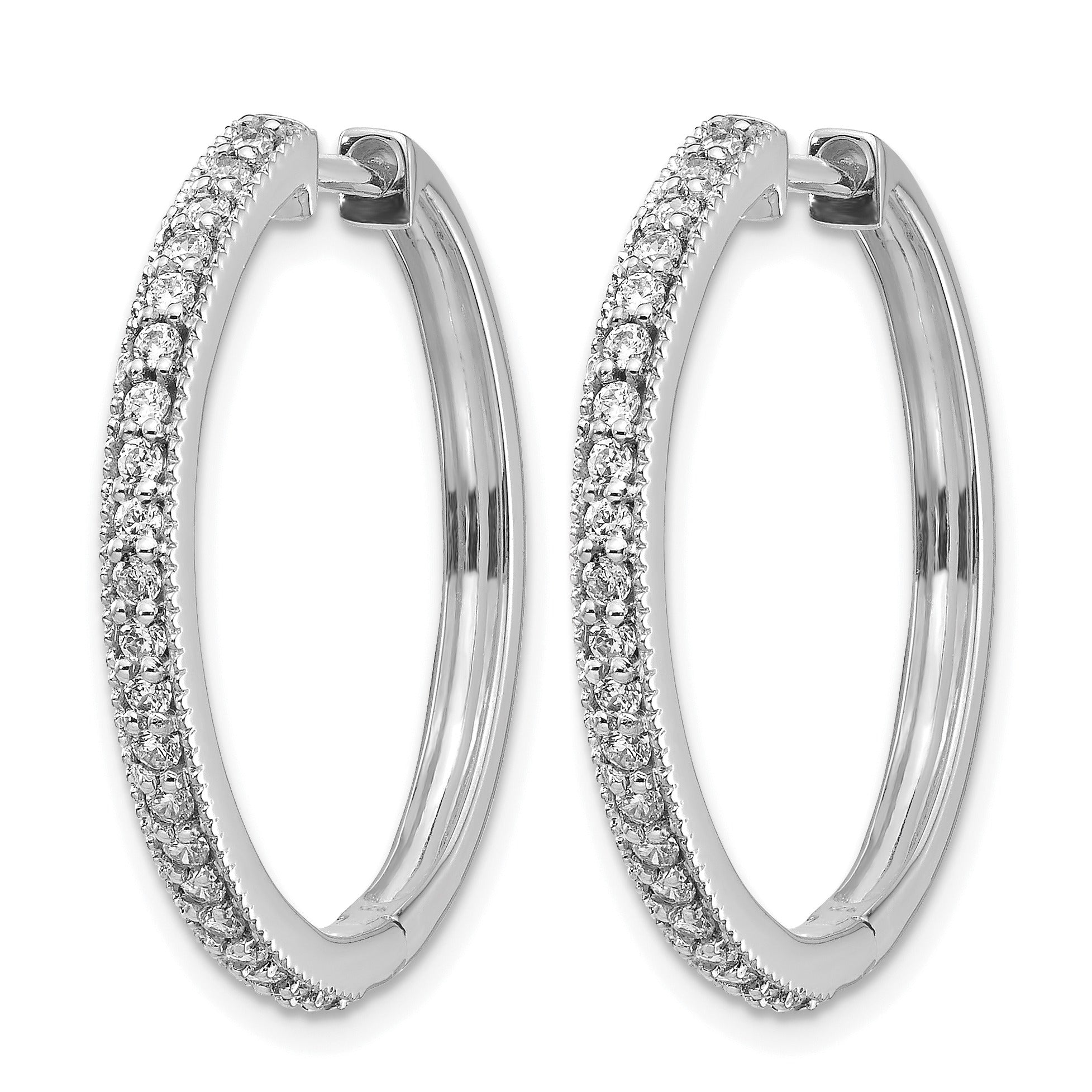 14k Gold Lab Grown Diamond Round Hinged Hoop Earrings