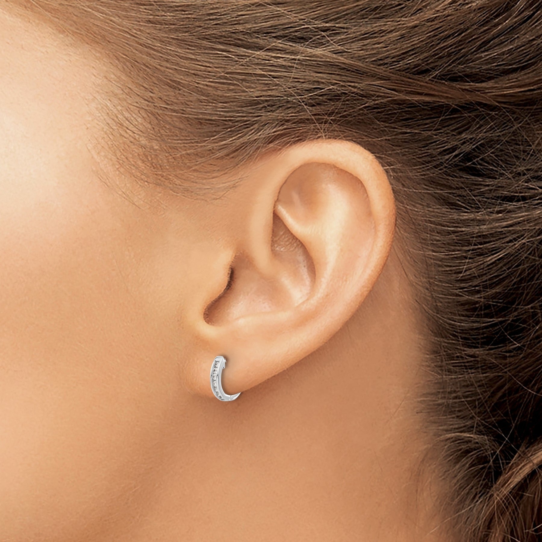 Lab Grown Diamond Hinged Hoop 14k Gold Earrings