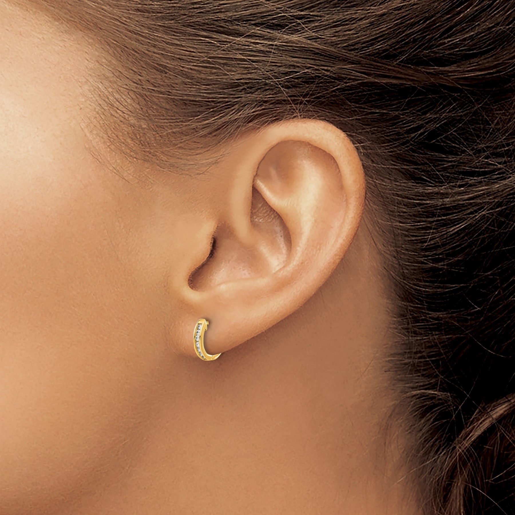 Lab Grown Diamond Hinged Hoop 14k Gold Earrings