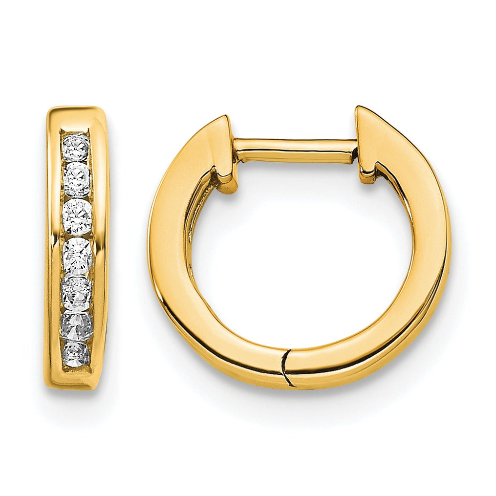 Lab Grown Diamond Hinged Hoop 14k Gold Earrings 0.125 Ct