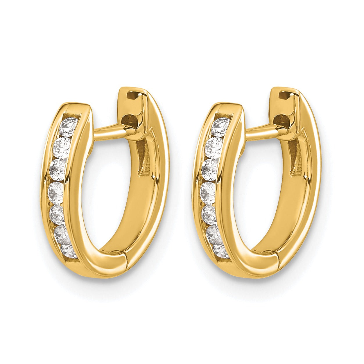 14K Gold Lab Grown Round Diamond Hinged Hoop Earrings 0.14 Ct