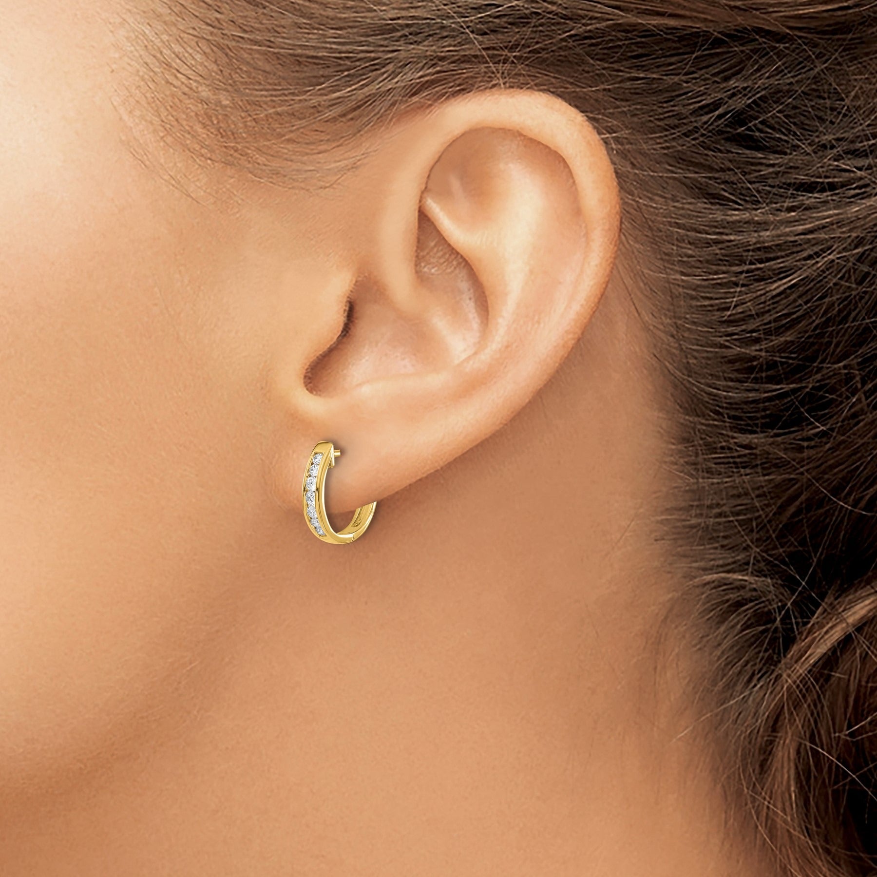 14k Gold Lab Grown Diamond Hinged Hoop Earrings