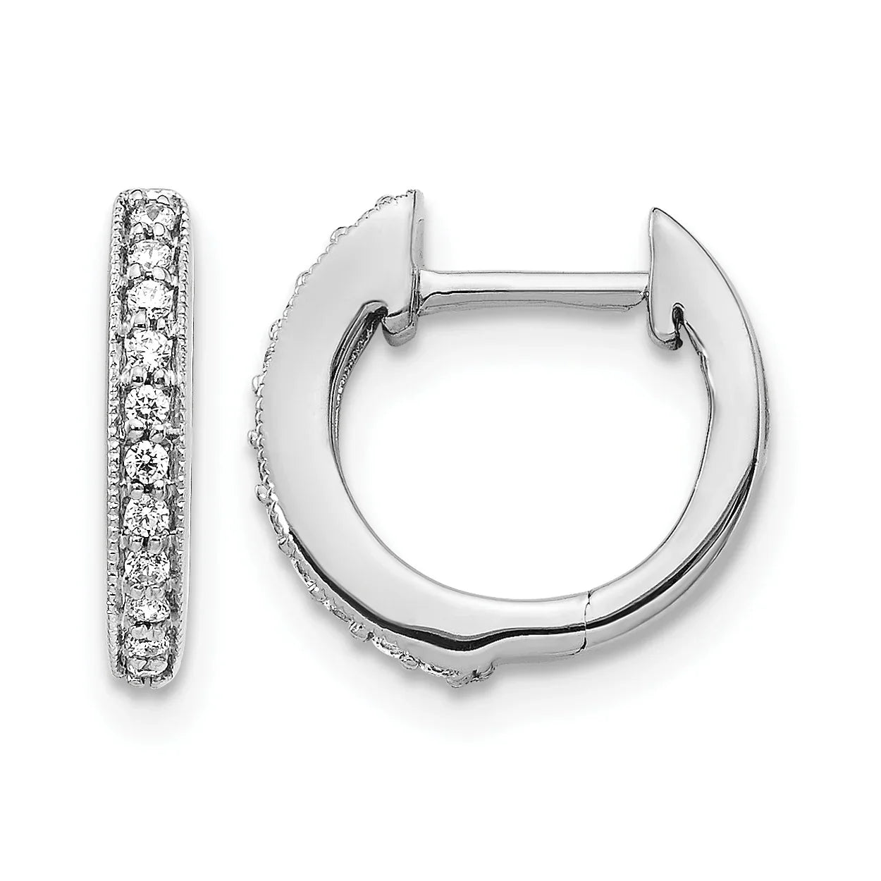 Lab Grown Diamond Hinged Hoop Earrings 14k White Gold - Fine Diamond