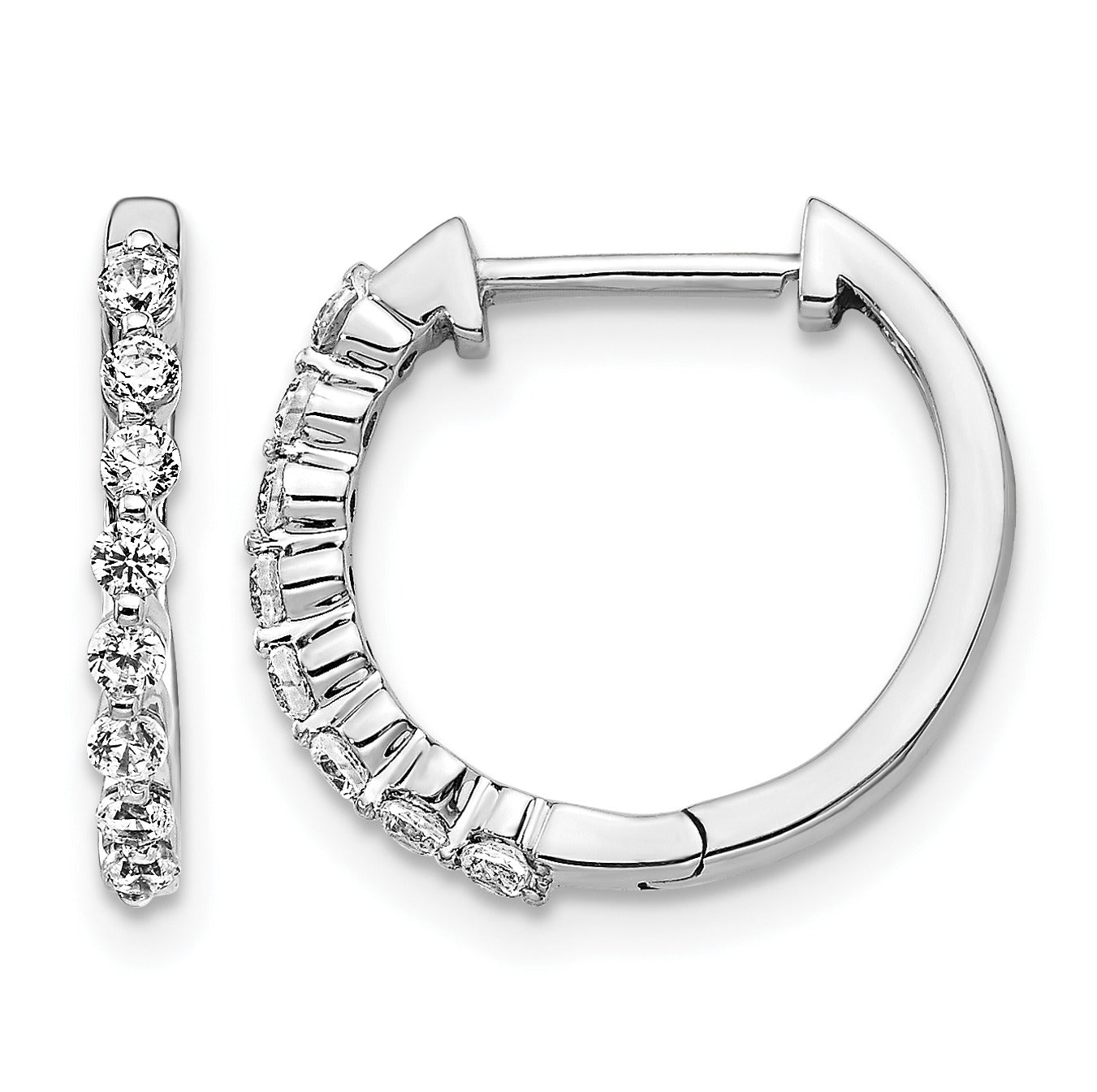 14k Gold Lab Grown Diamond Hinged Hoop Earrings 0.33 Ct