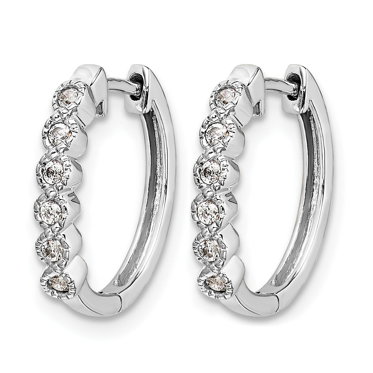 14K White Gold Lab Grown Diamond Hinged Hoop Earrings
