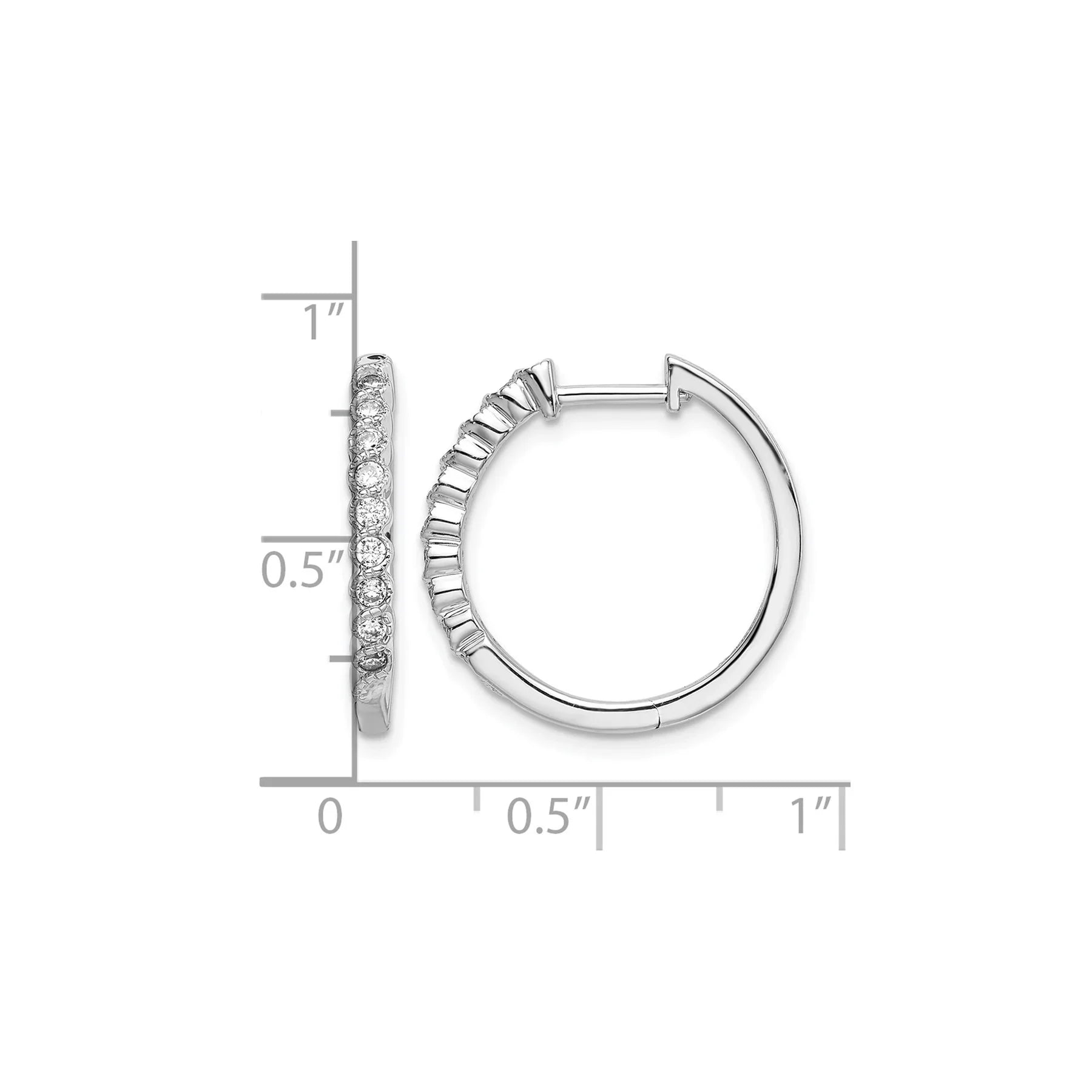 14k White Gold Lab Diamond Hinged Hoop Earrings - Fine Diamond