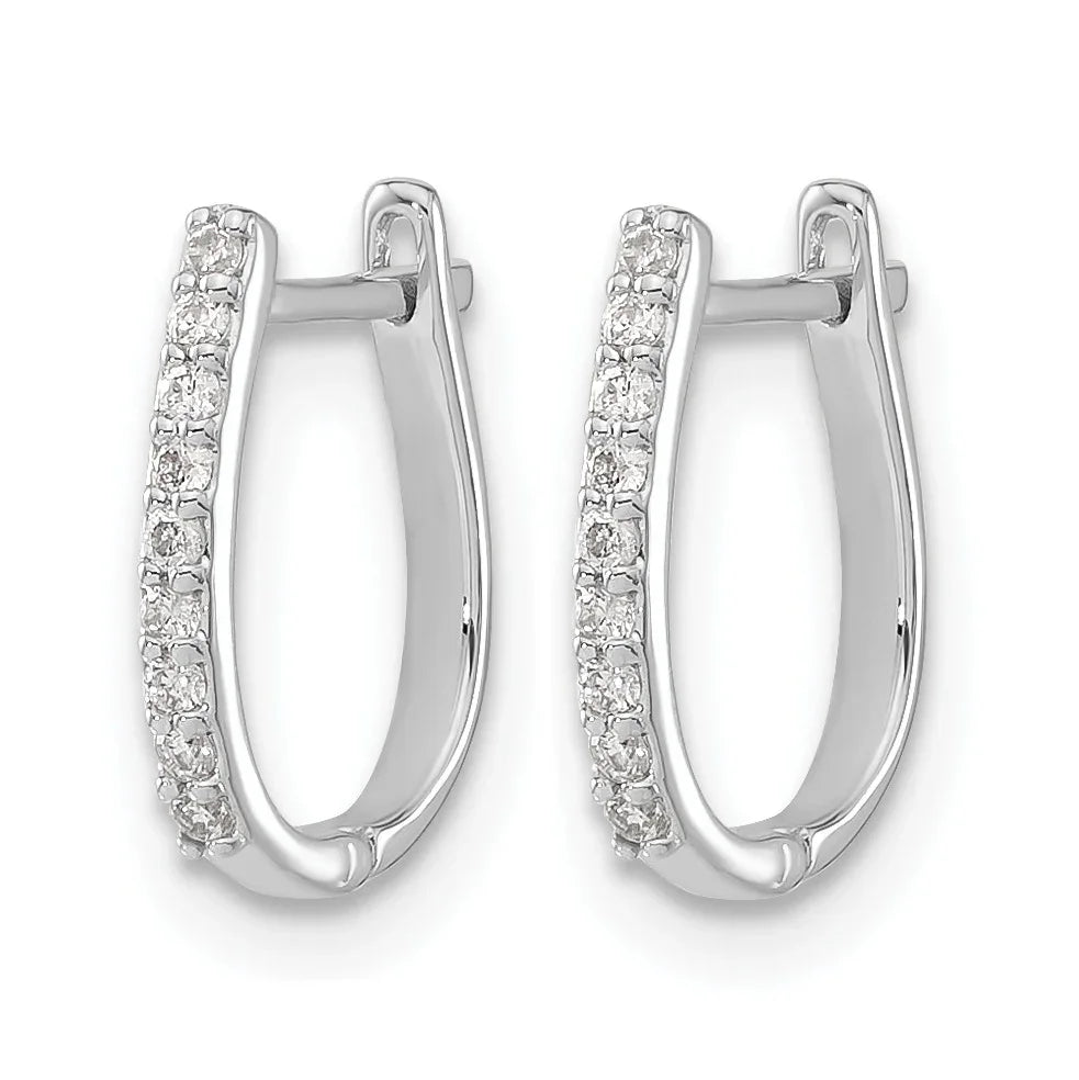 14K White Gold Lab Grown Diamond Hinged Hoop Earrings - Fine Diamond