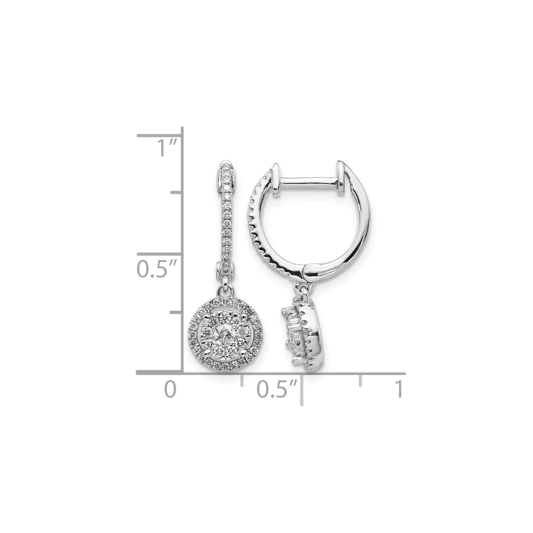 14k White Gold Lab Grown Diamond Halo Hinged Hoop Earring - Fine Diamond