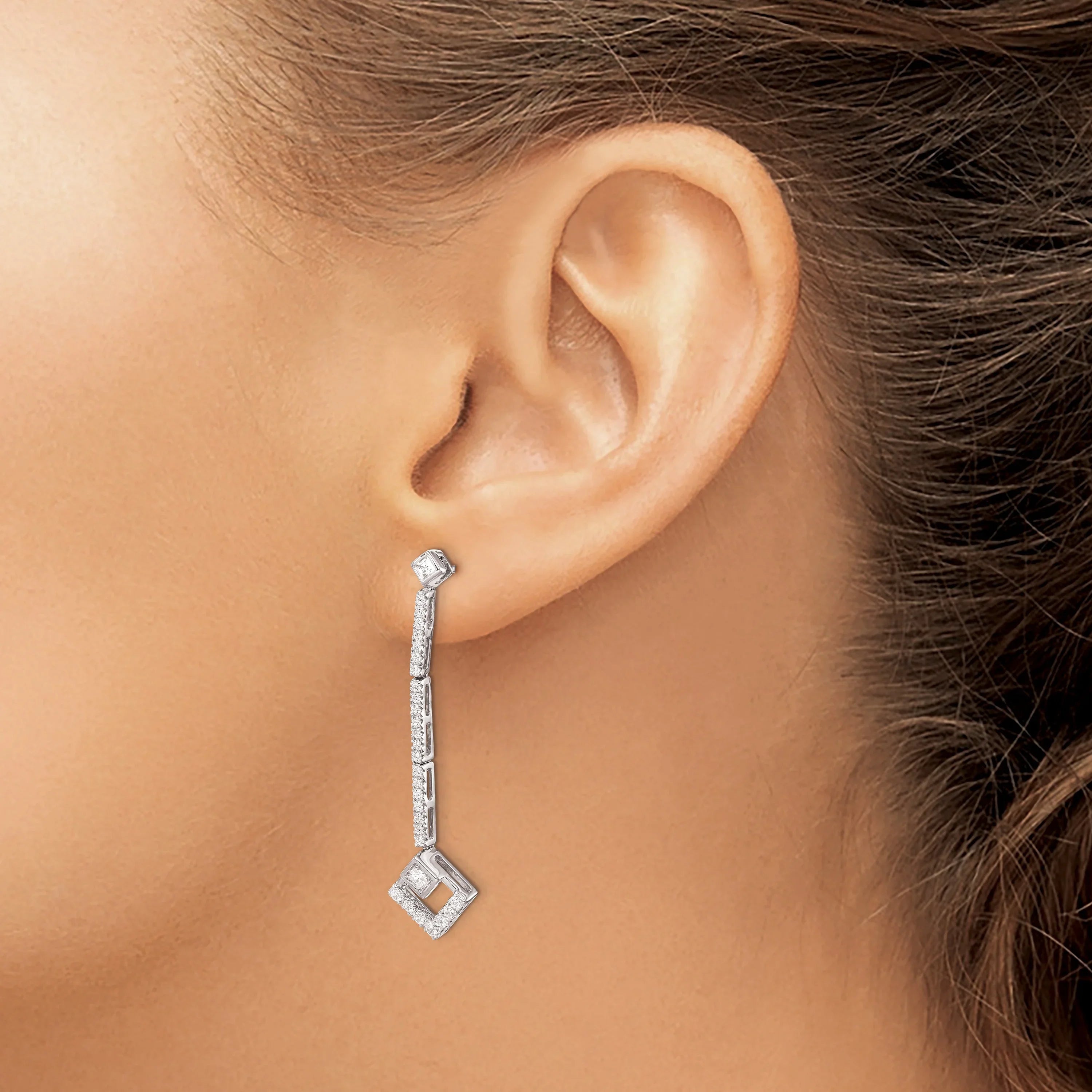 14k 1/2 carat Lab Grown Diamond Dangle Post Earrings - Fine Diamond