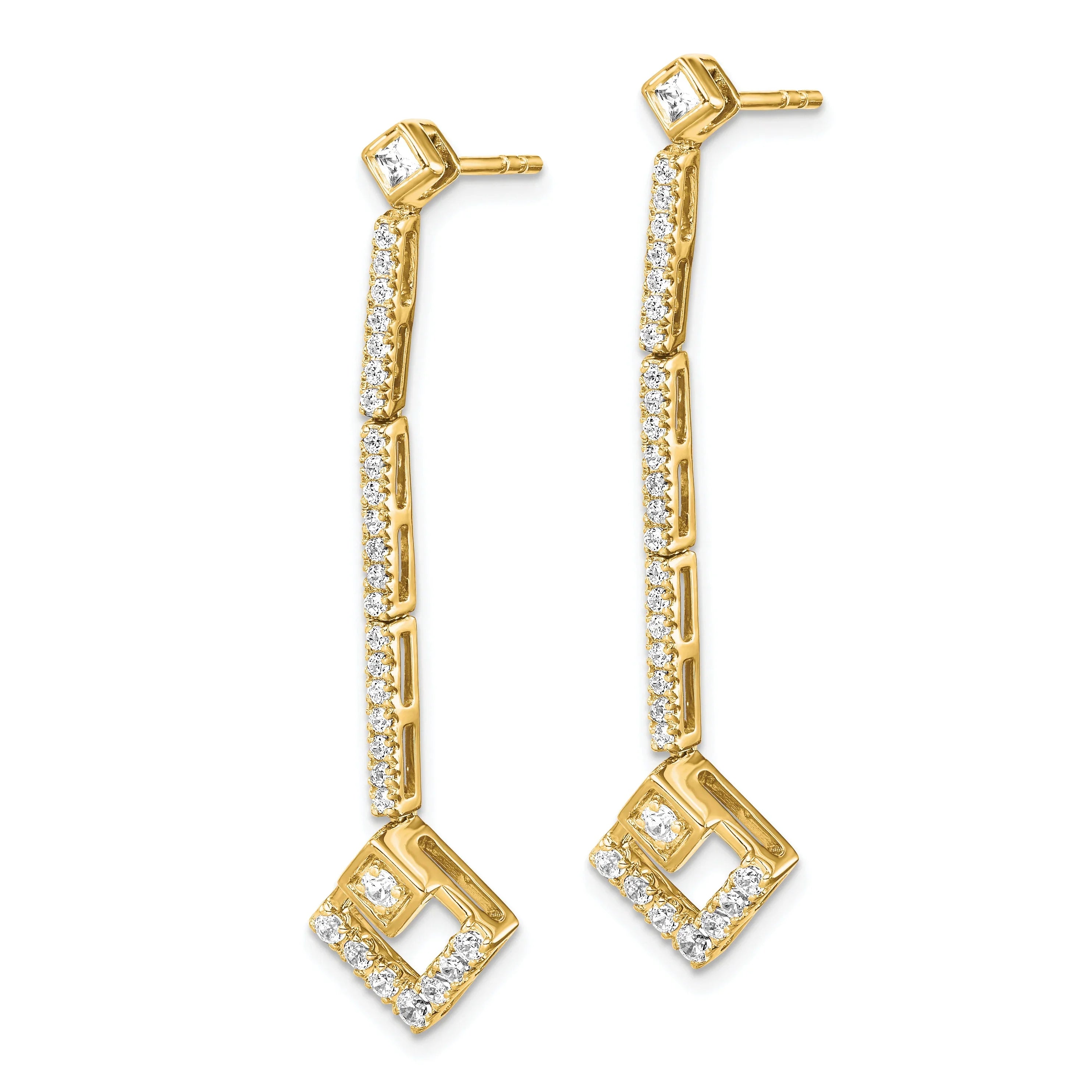 14k 1/2 carat Lab Grown Diamond Dangle Post Earrings - Fine Diamond