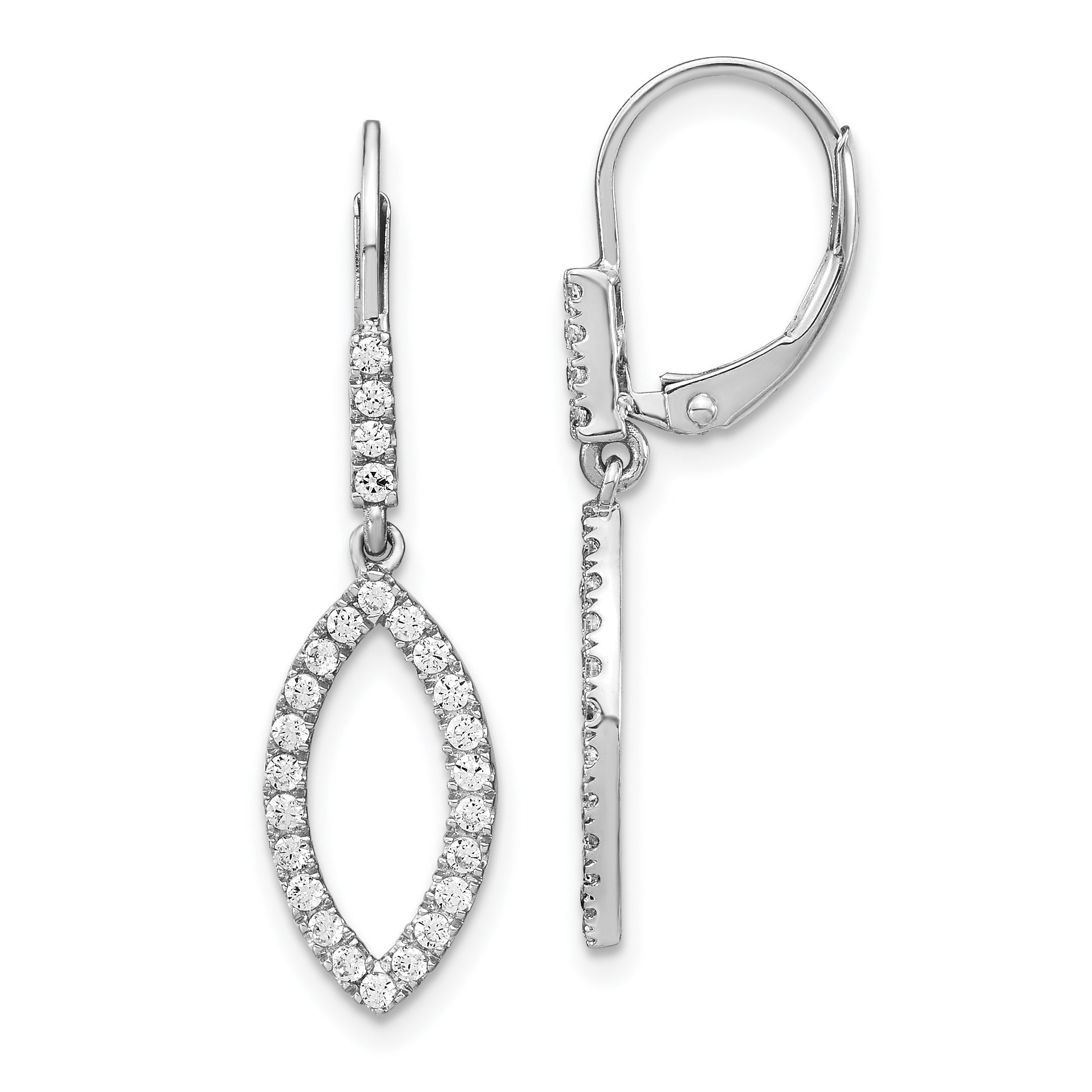 14k White Gold Lab Diamond Fashion Dangle Leverback Earrings