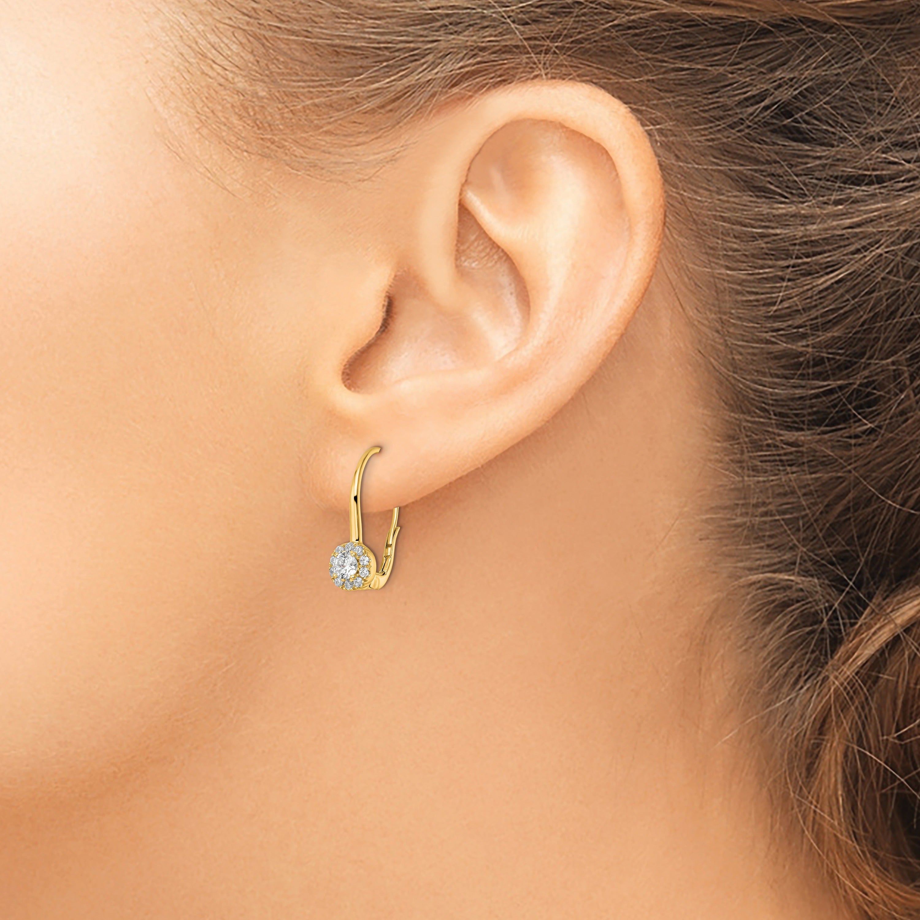 14k Gold Lab Grown Diamond Drop Leverback Earrings