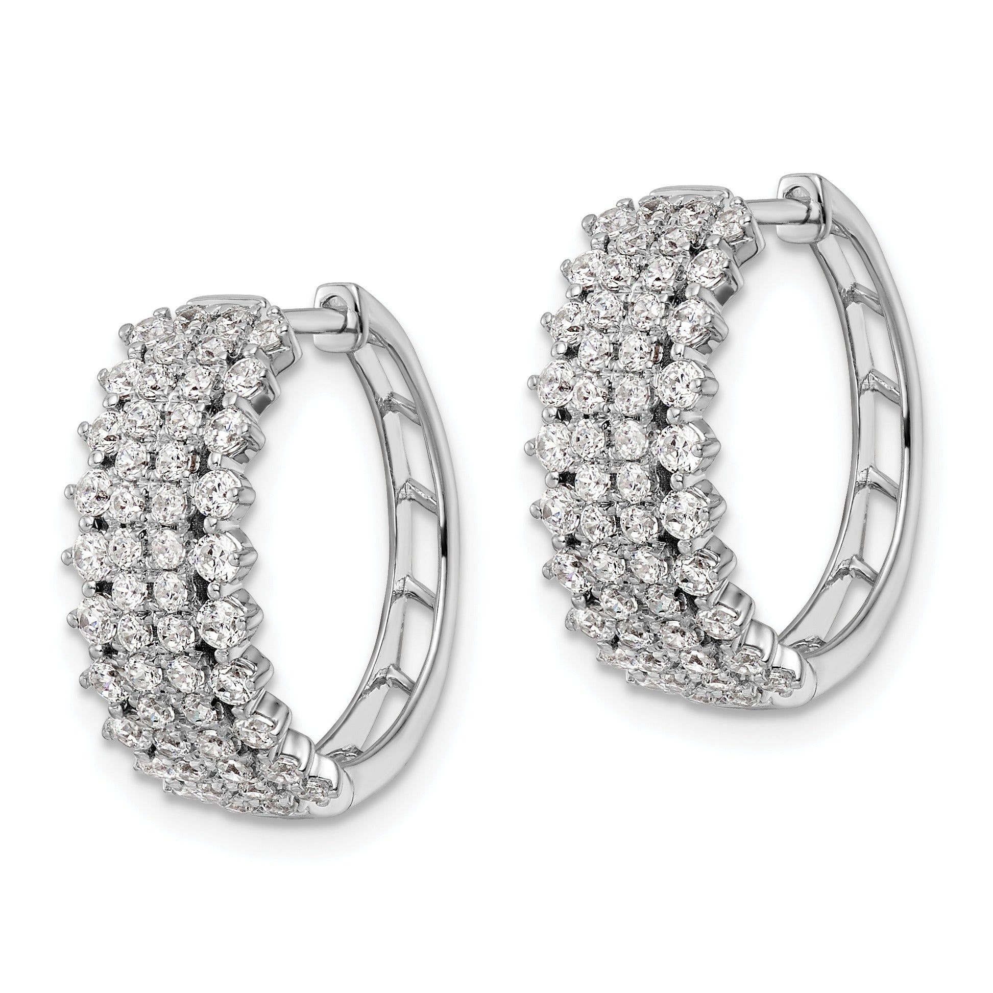 14K White Gold Lab Grown Diamond Hinged Hoop Earrings