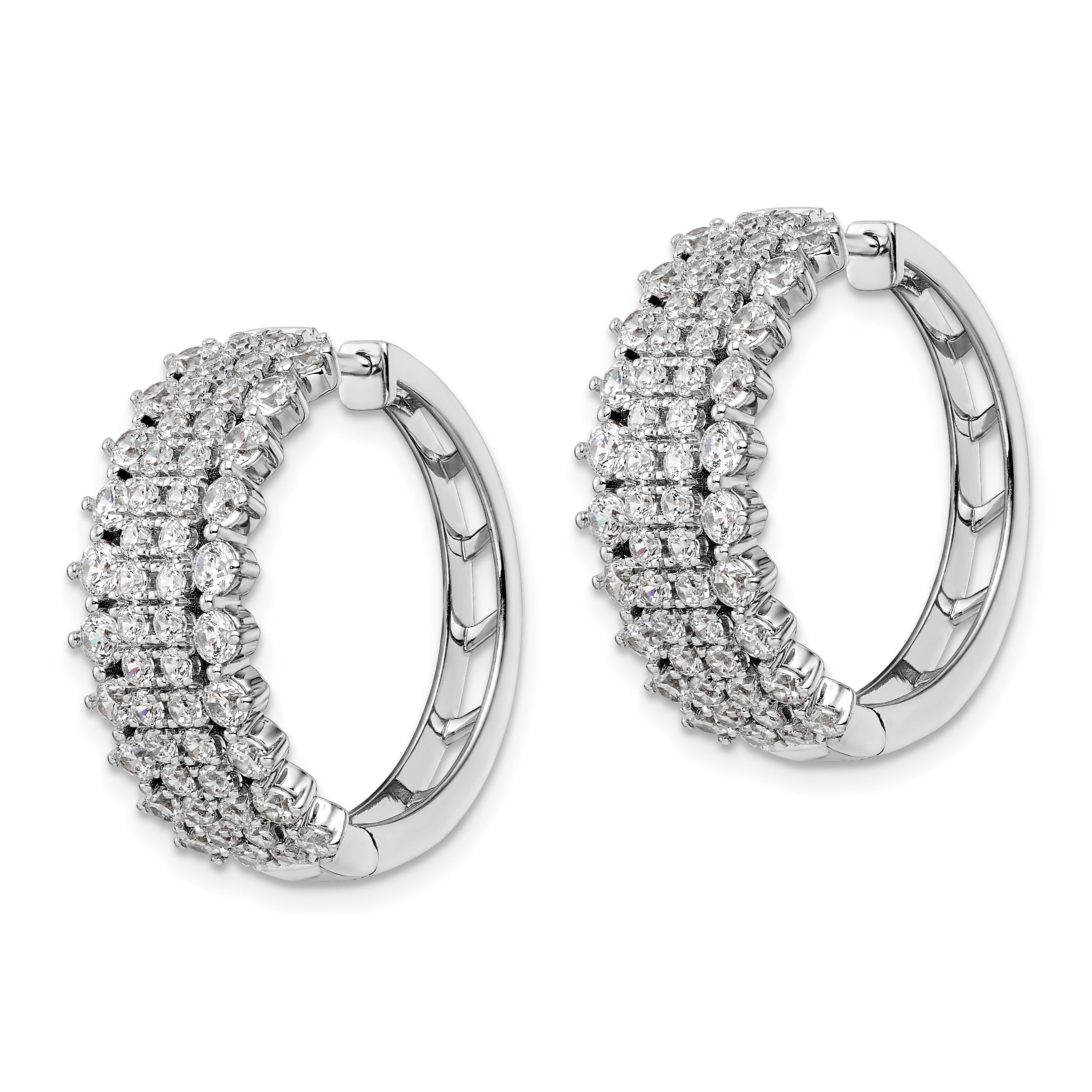 14K White Gold Lab Grown Diamond Hinged Hoop Earrings