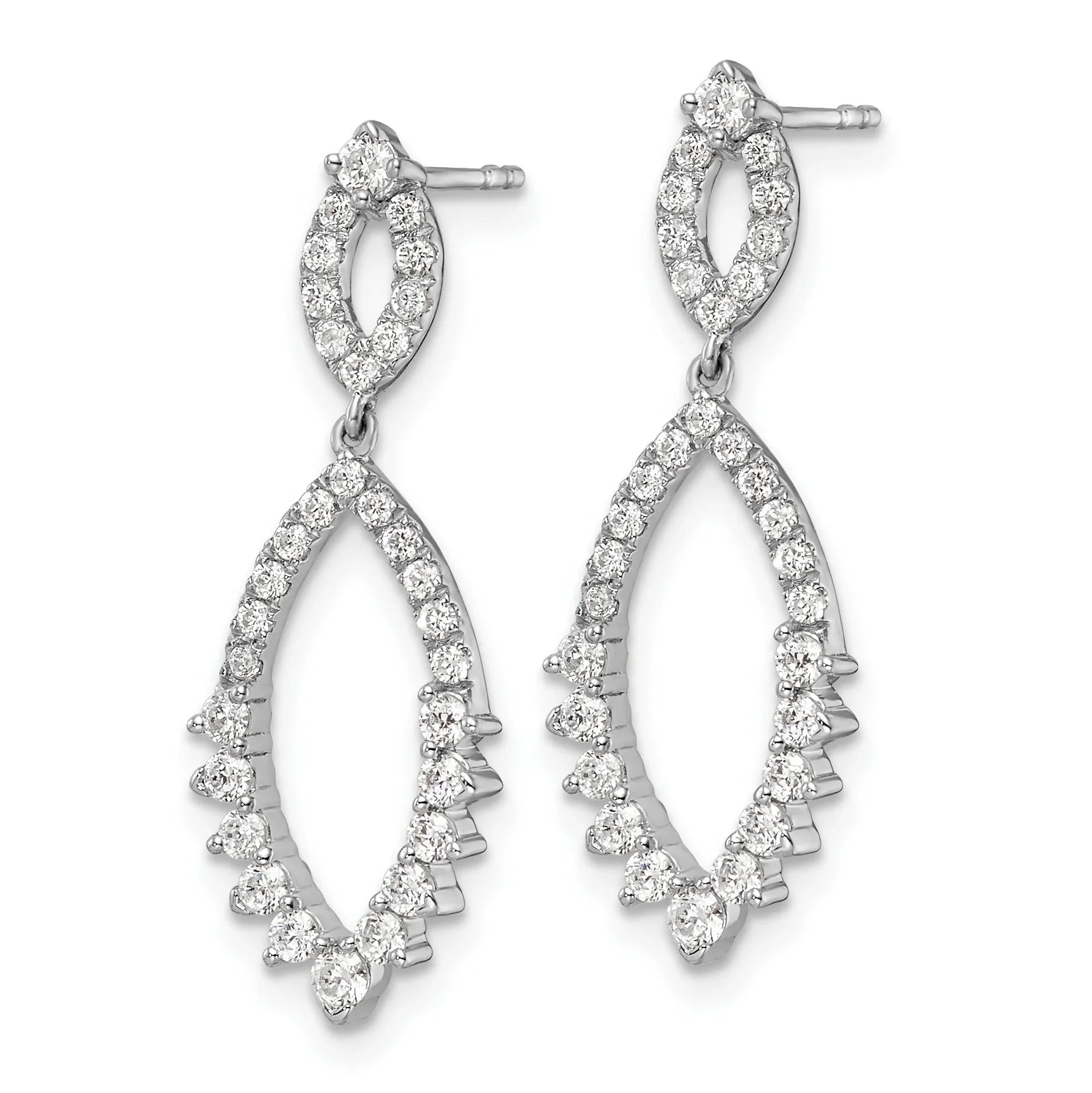 14k White Gold Lab Diamond Fashion Dangle Post Earrings - Fine Diamond