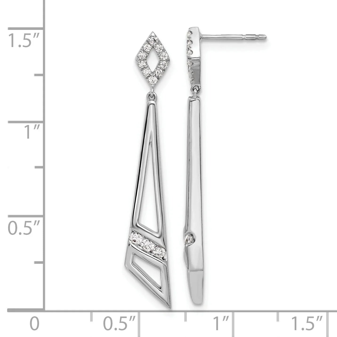 14K White Gold Lab Grown Diamond Triangles Dangle Earrings - Fine Diamond