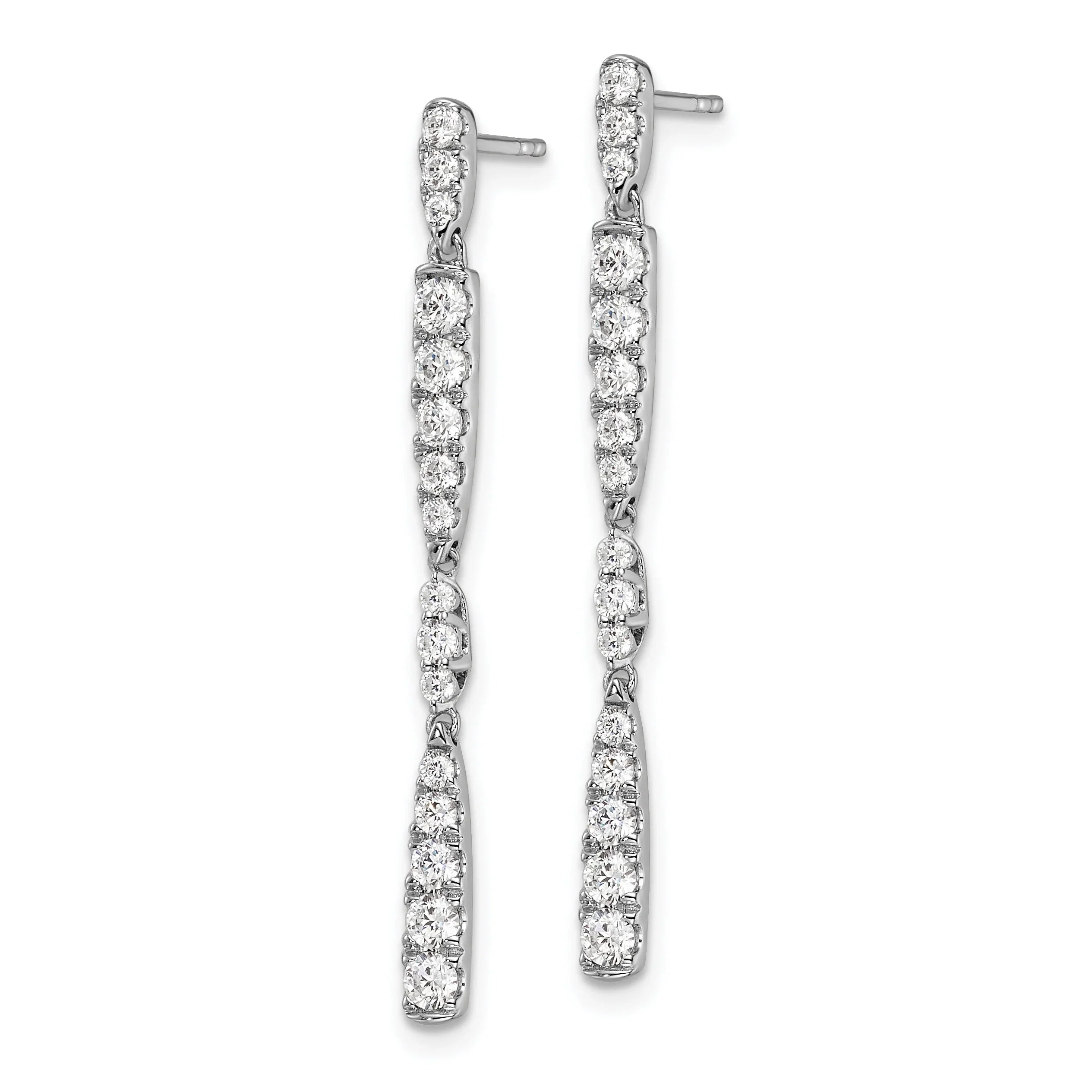 14k White Gold 1 carat Lab Grown Diamond Dangle Post Earrings - Fine Diamond