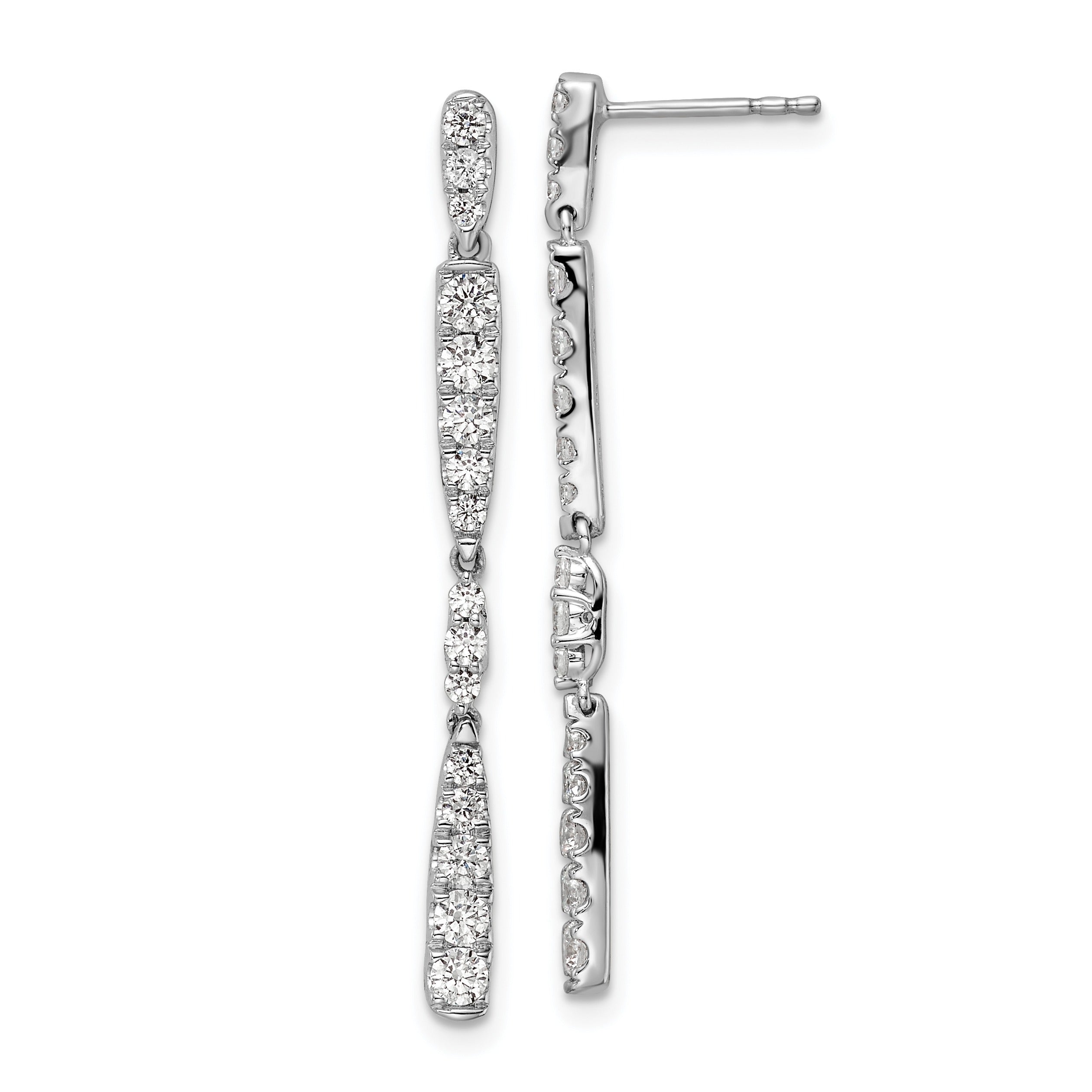 14k White Gold 1 carat Lab Grown Diamond Dangle Post Earrings