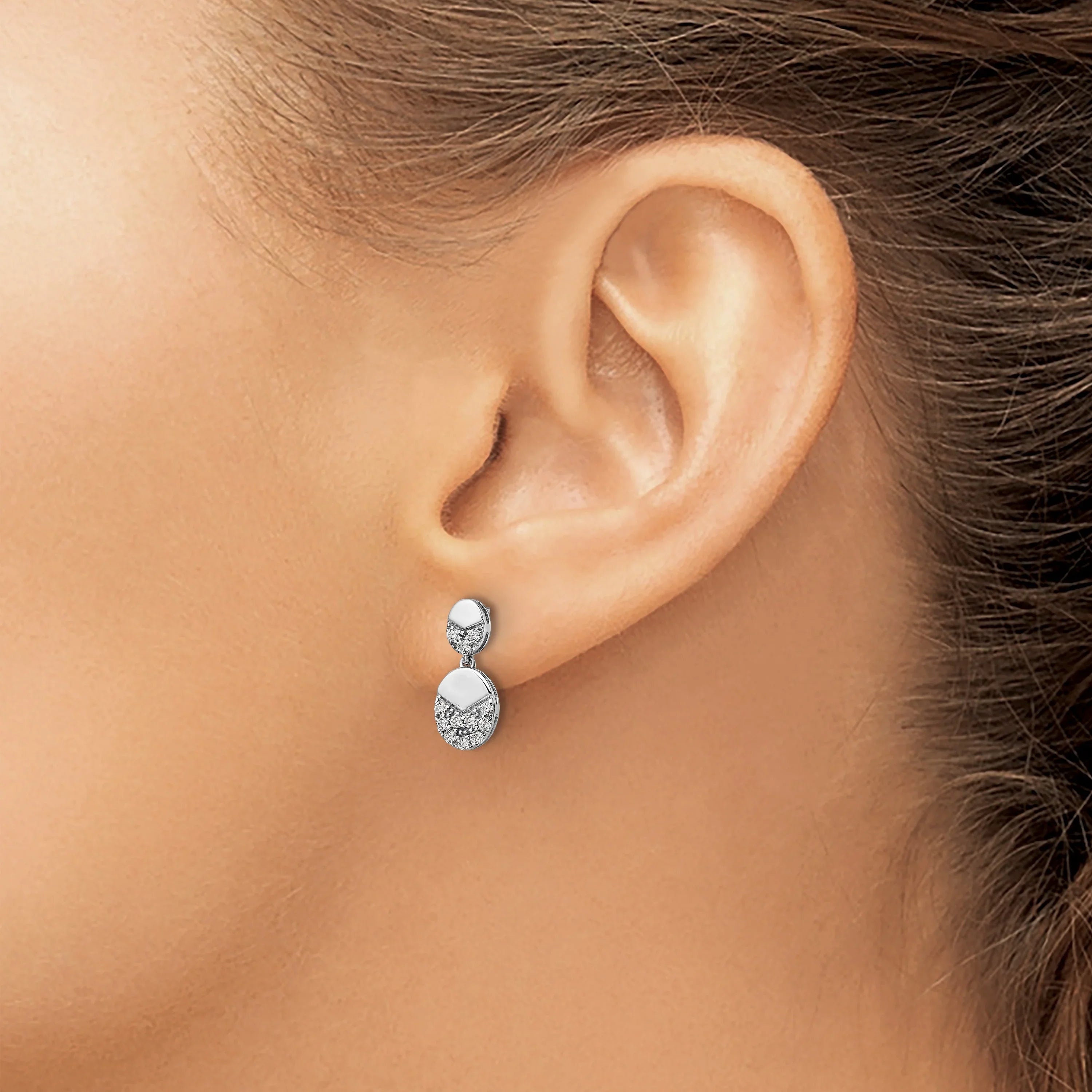 14k White Gold Lab Grown Diamond Dangle Earrings - Fine Diamond