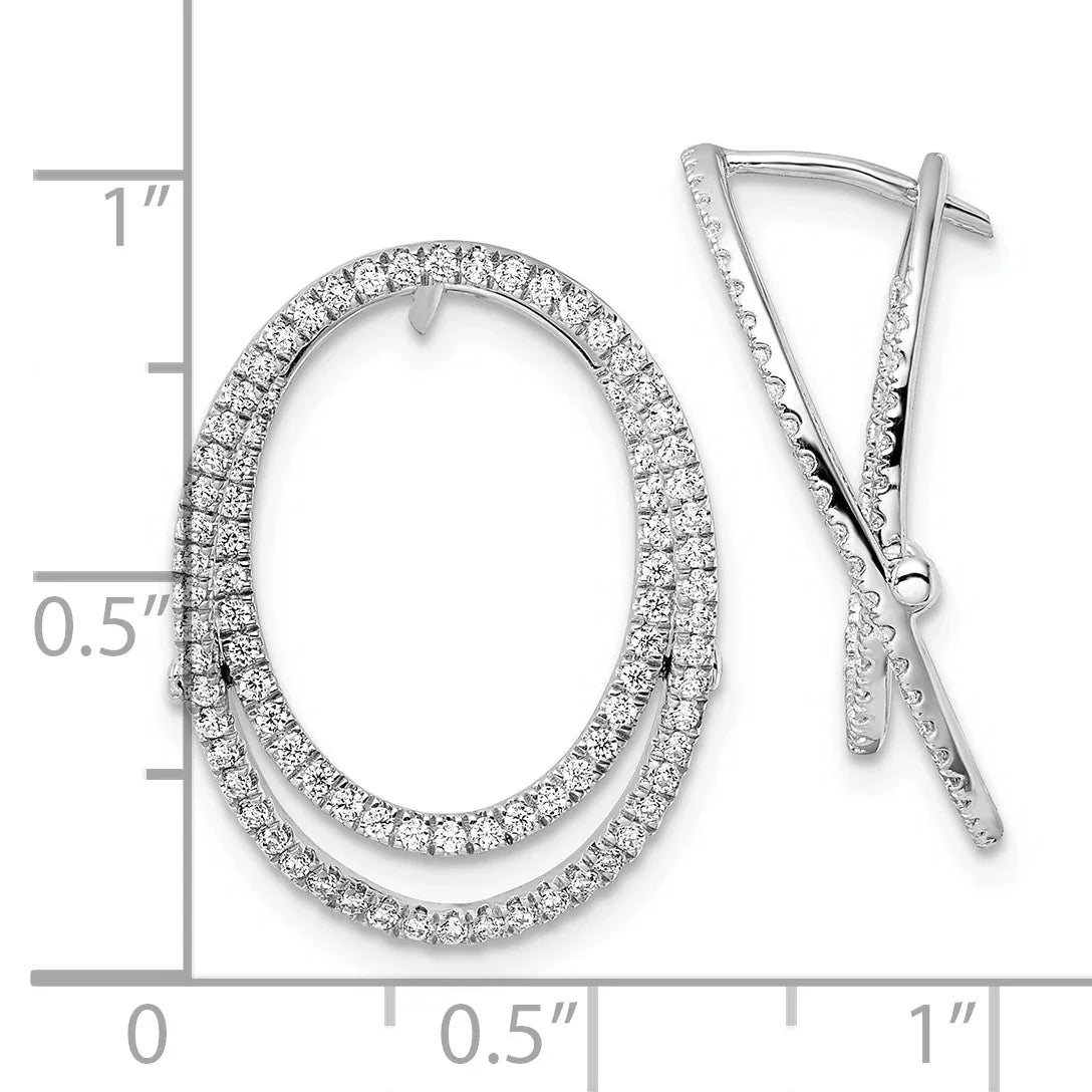 14K White Gold Lab Grown Diamond Oval Fashion Hinged Earrings - Fine Diamond