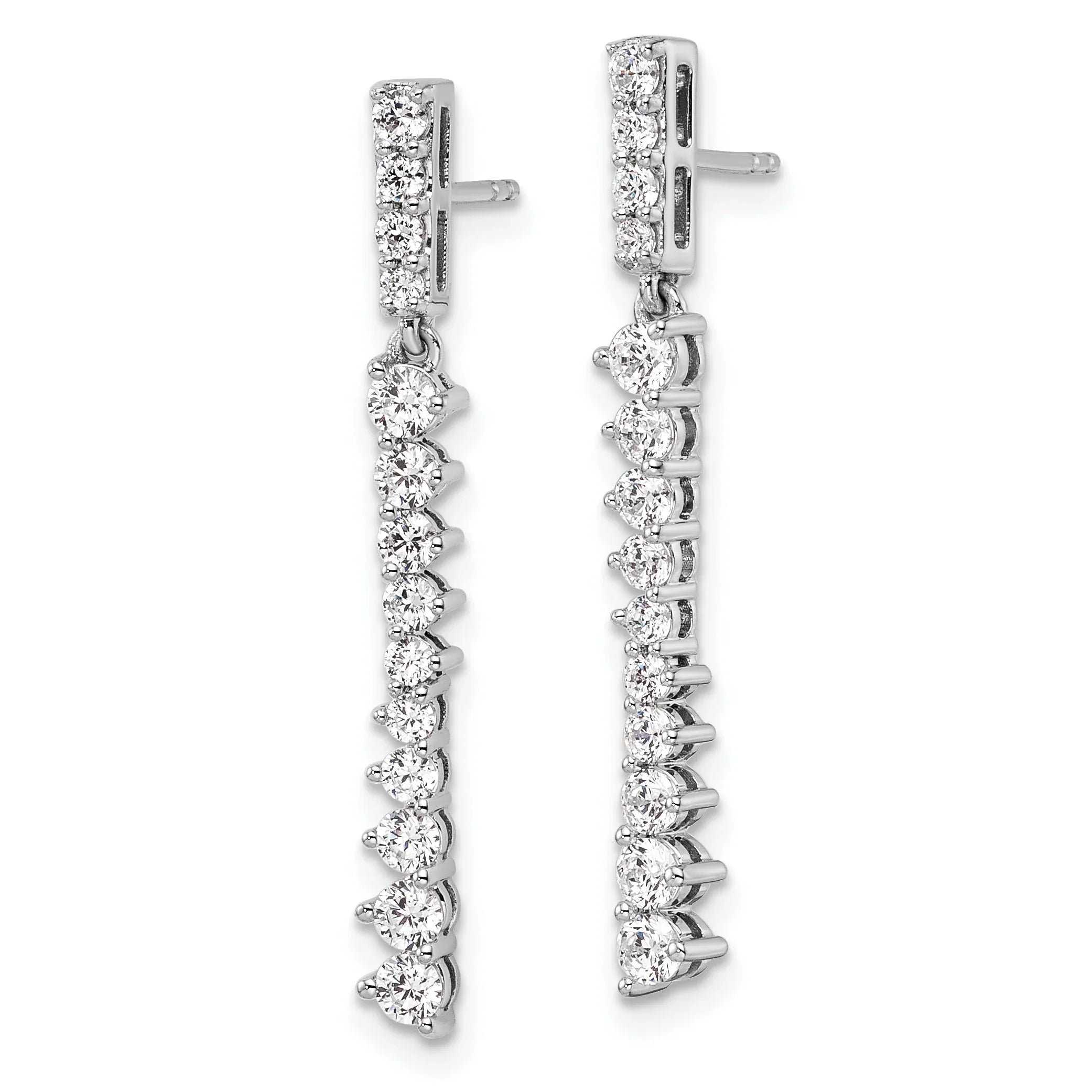 14k White Gold 1 Carat Lab Grown Diamond Dangle Post Earrings - Fine Diamond