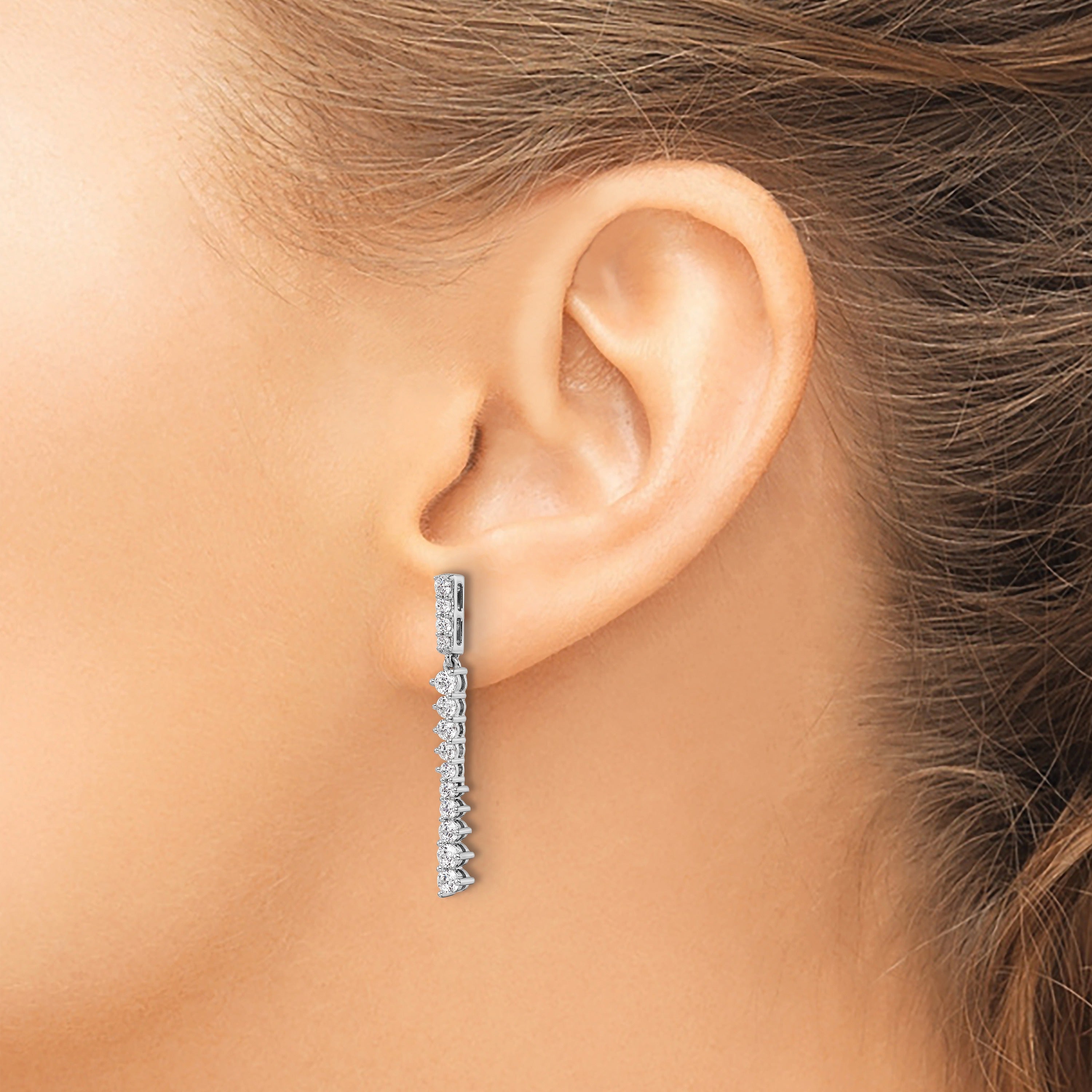 14k White Gold 1 Carat Lab Grown Diamond Dangle Post Earrings