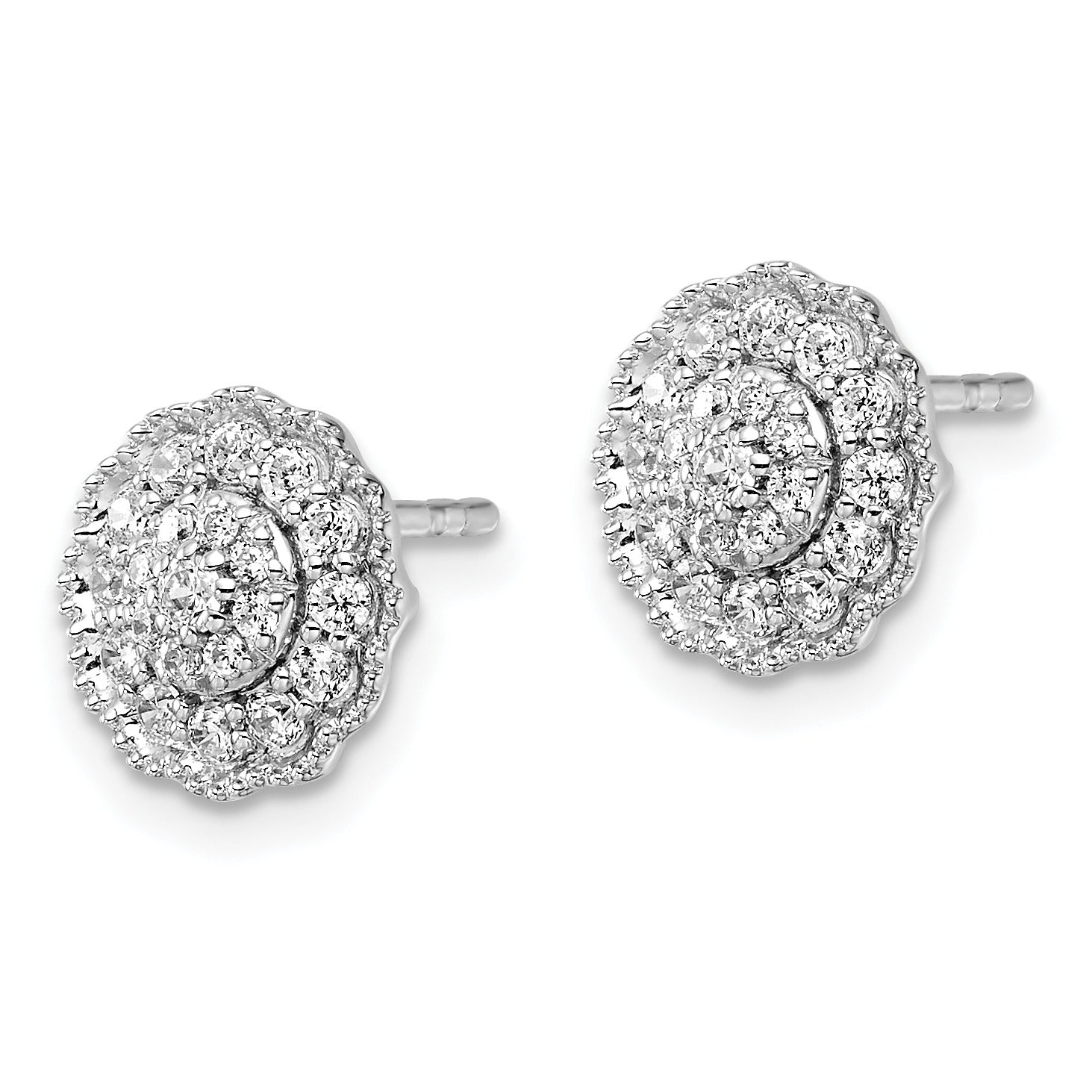 14k White Gold Lab Grown Diamond Halo Stud Earrings 0.5 Ct
