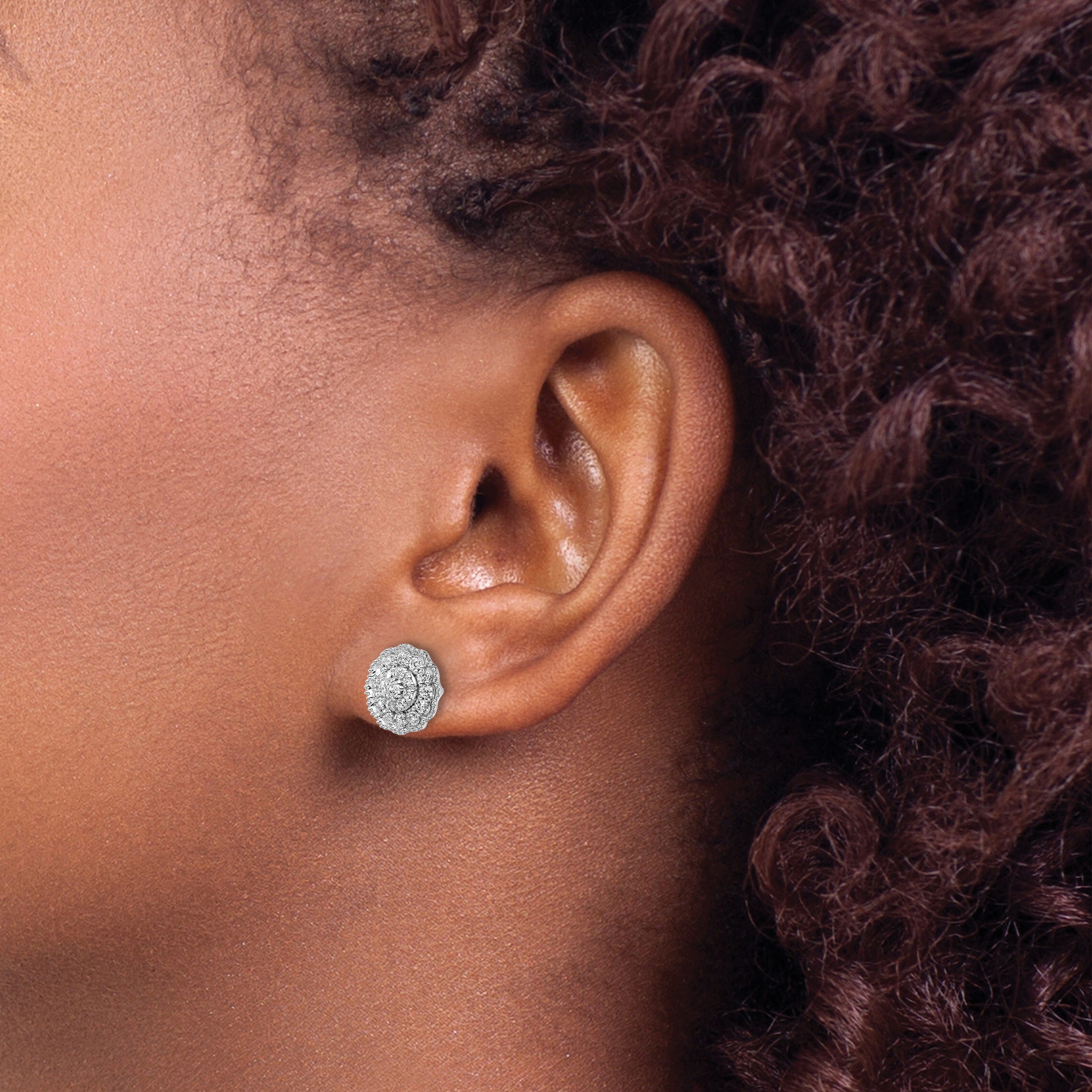 14k White Gold Lab Grown Diamond Halo Stud Earrings 0.5 Ct