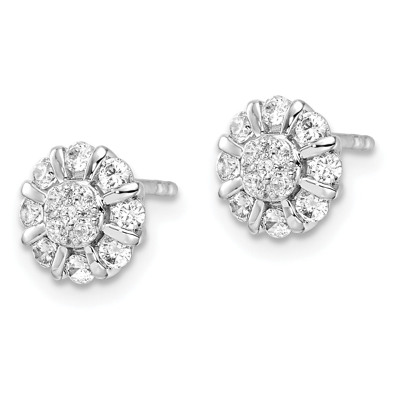 14k White Gold Lab Grown Diamond Halo Post Stud Earrings 0.5 Ct