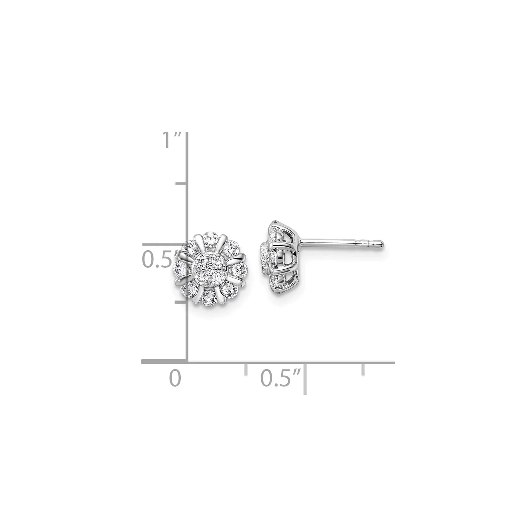 14k White Gold Lab Grown Diamond Halo Post Earrings - Fine Diamond
