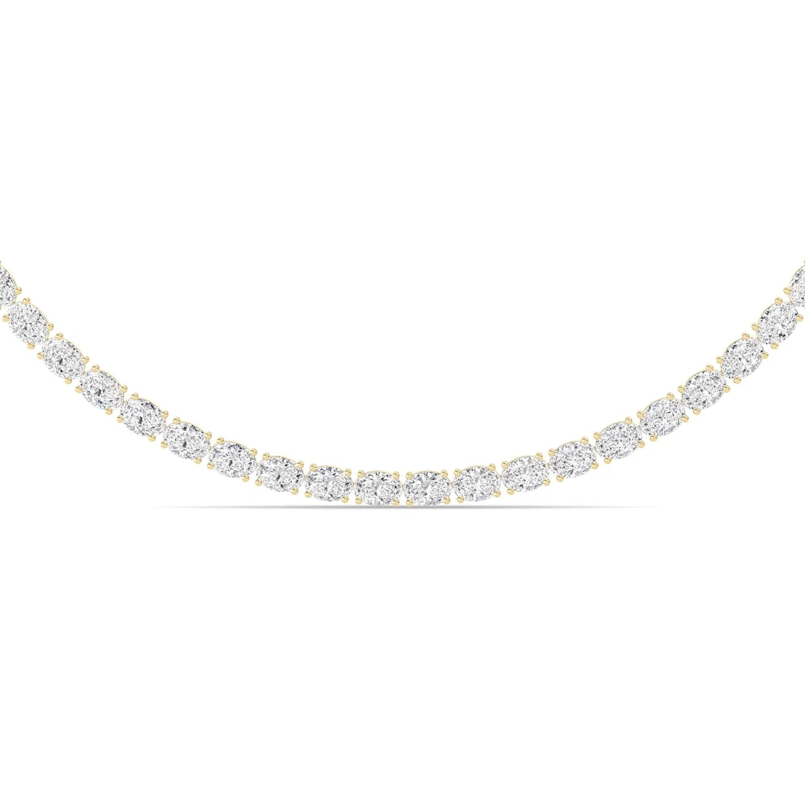 Oval (F/VS) Lab Grown Diamond Prong 14K Yellow Gold Classic Eternity Tennis Necklace
