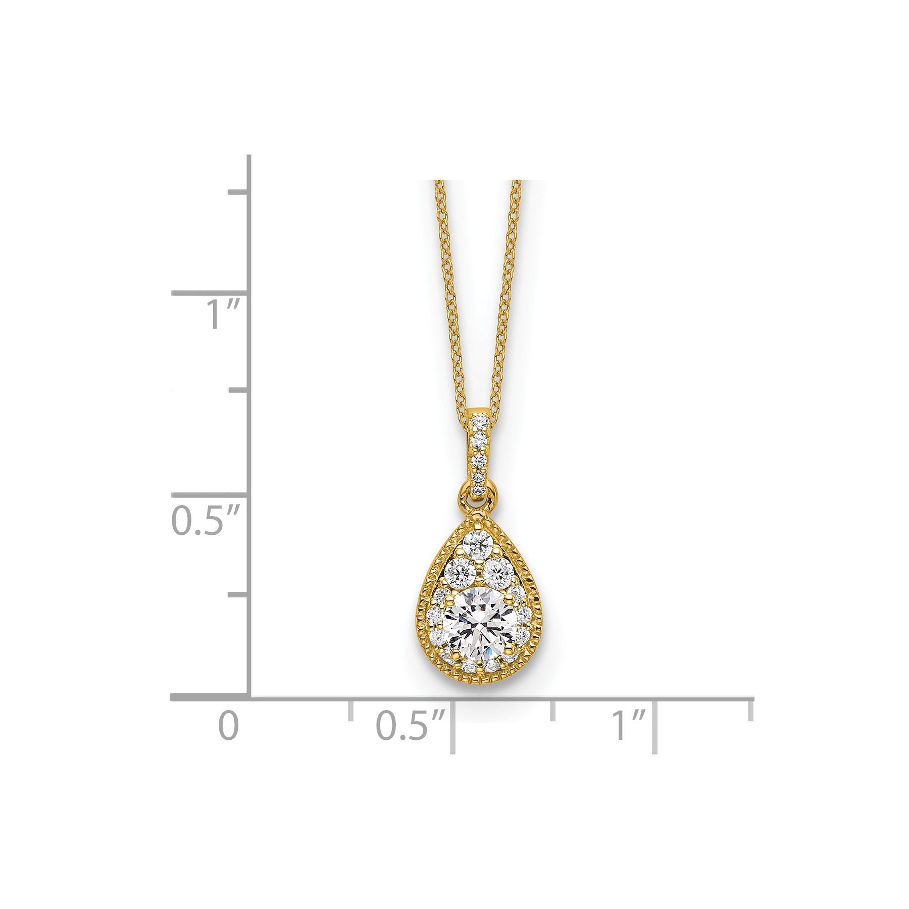 Lab Grown Diamond Teardrop Pendant Necklace Gold 1/2 ctw