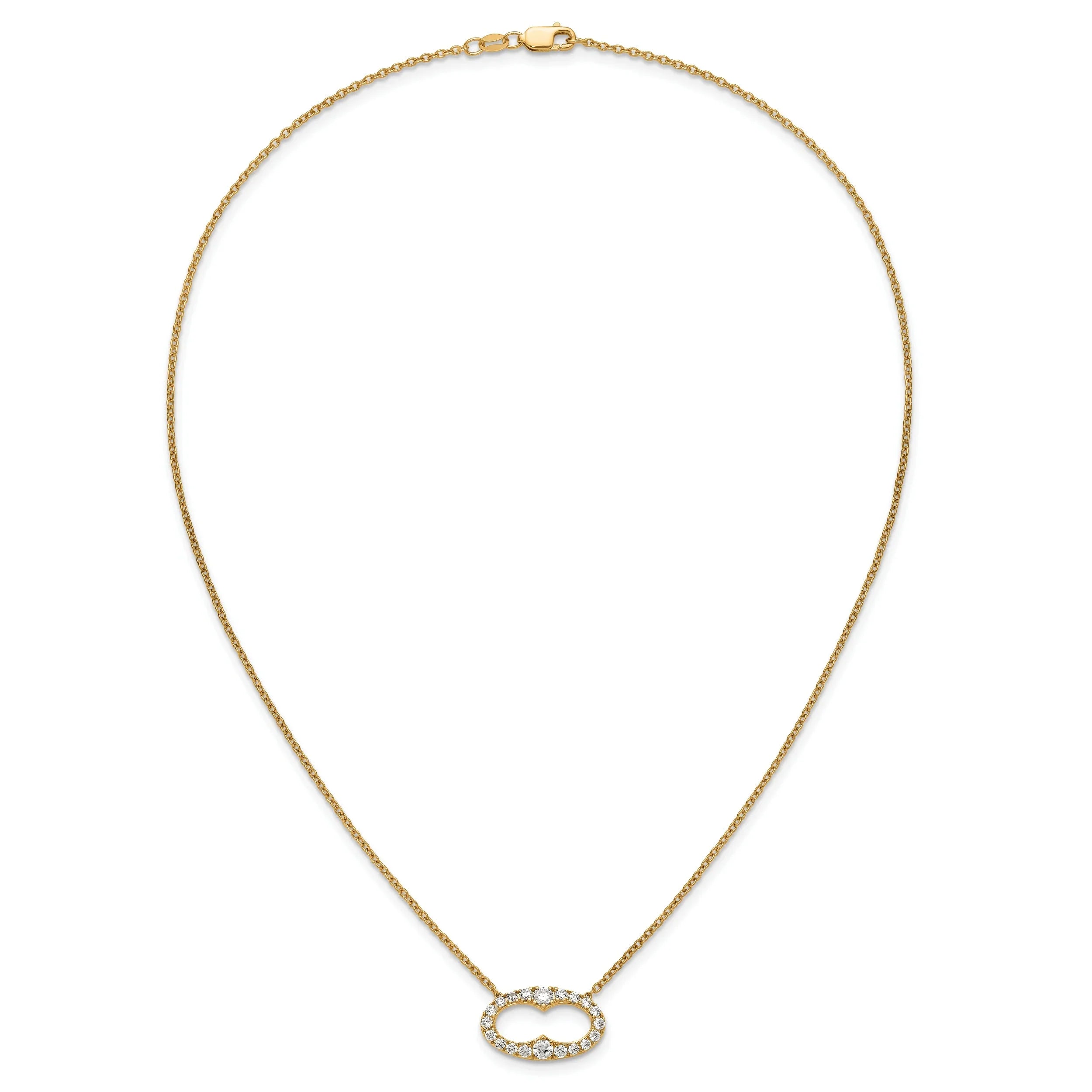 14k Lab Grown Diamond Fancy Oval Bar Necklace - Fine Diamond