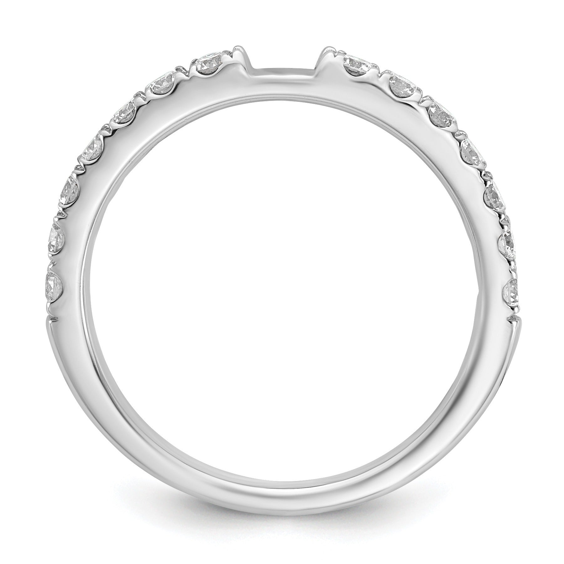 14K White Gold Lab Diamond Solitaire Pave Ring