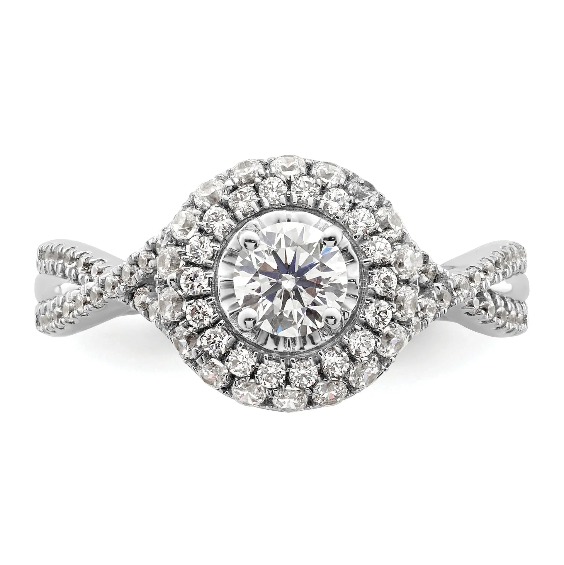 White Gold Eternal Promise Diamond Double Halo Ring 1 ct - Fine Diamond