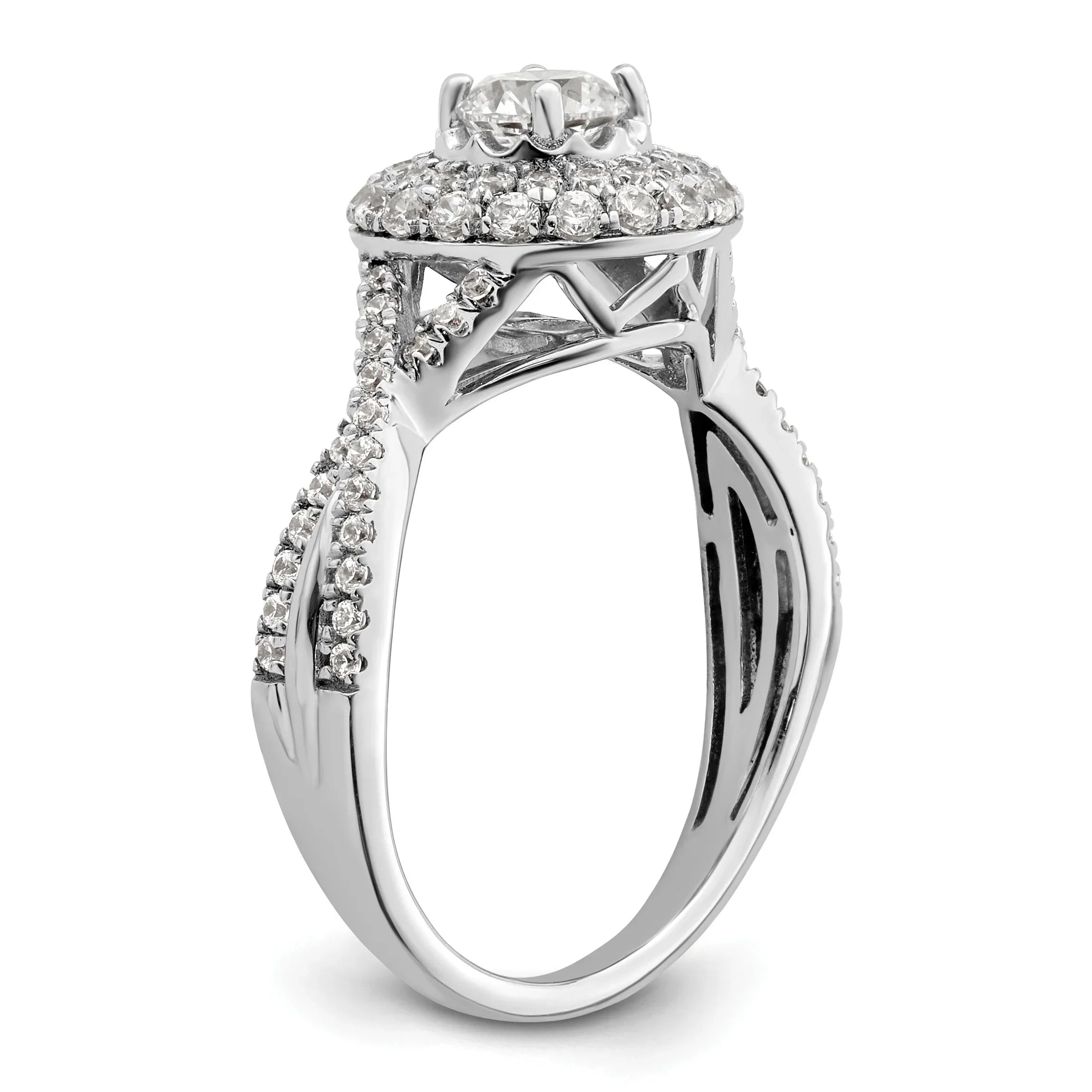 White Gold Eternal Promise Diamond Double Halo Ring 1 ct - Fine Diamond