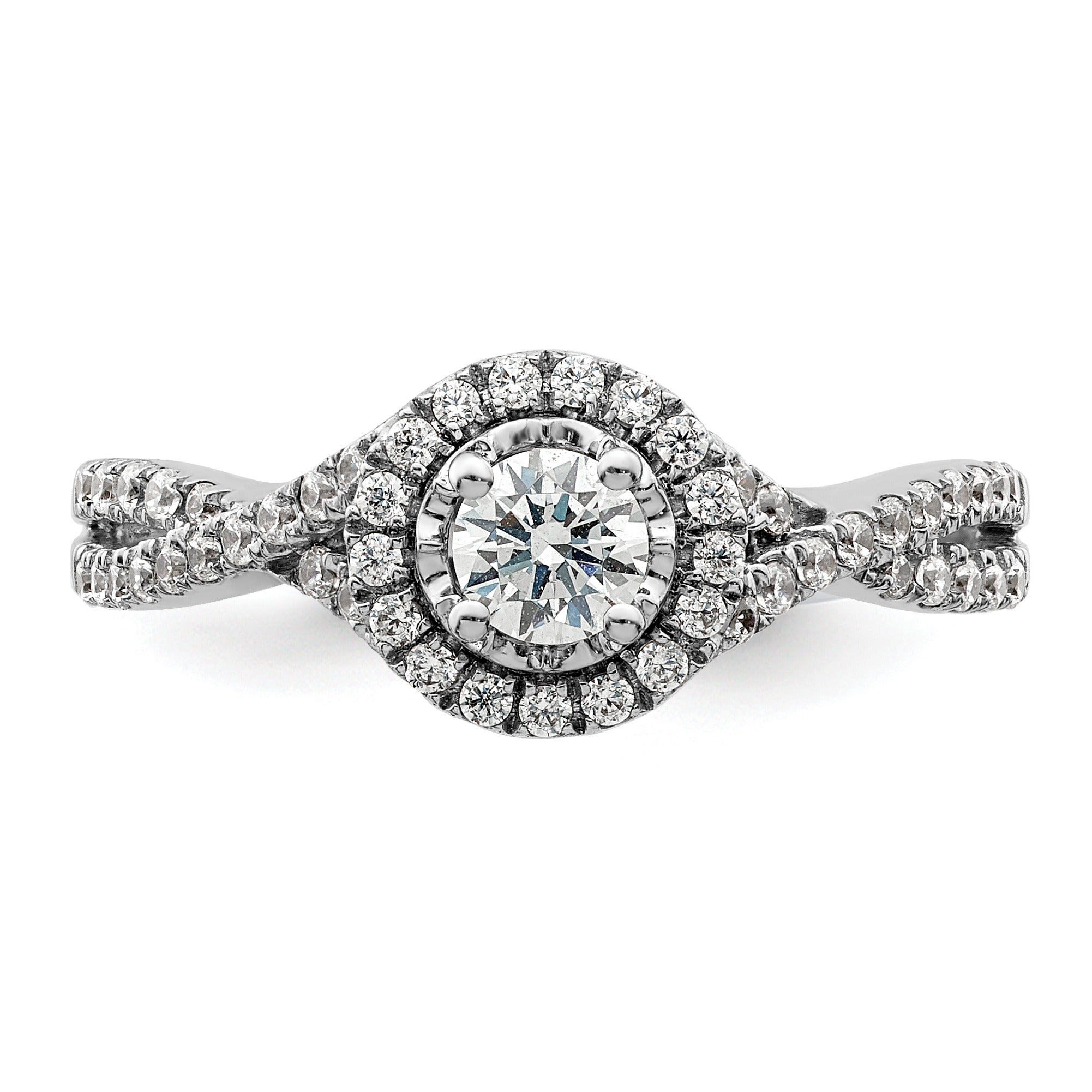 Lab Grown Diamond Round Criss Cross Halo Ring
