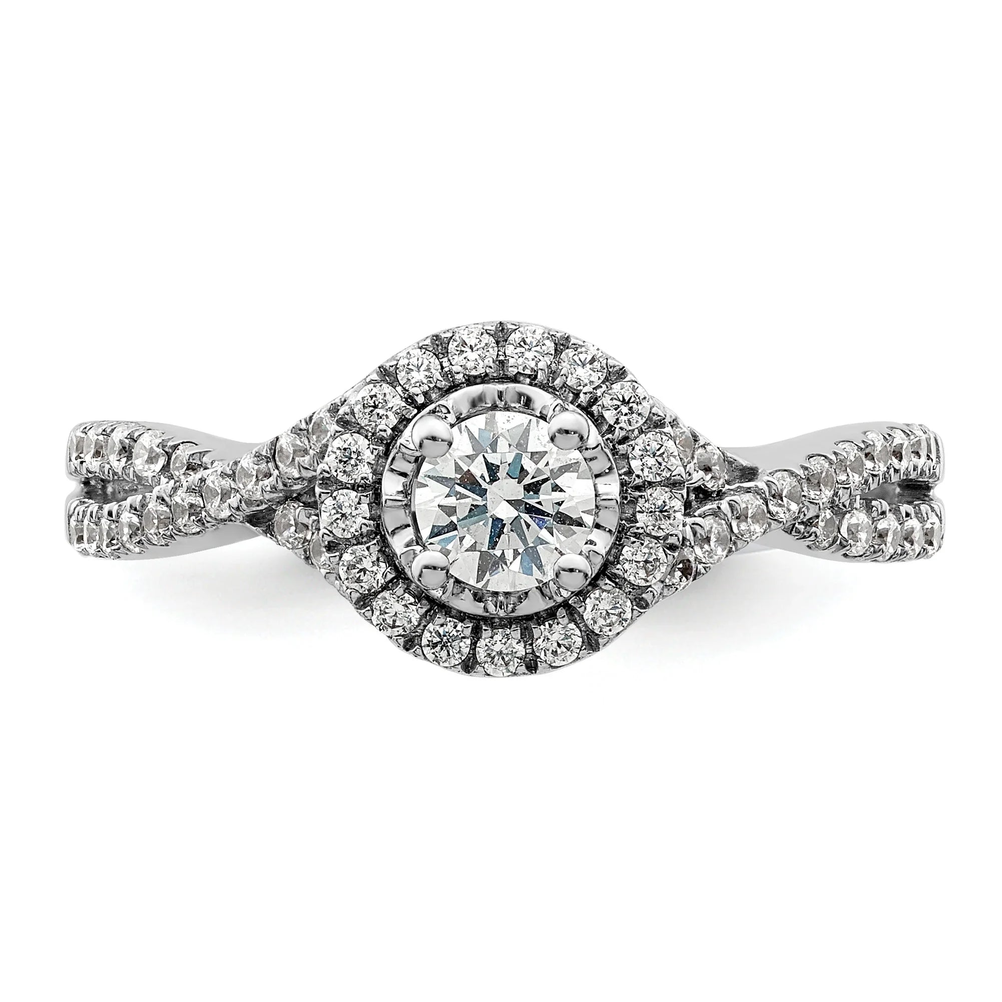 Lab Grown Diamond Round Criss Cross Halo Semi Mount Ring 0.25 ct - Fine Diamond