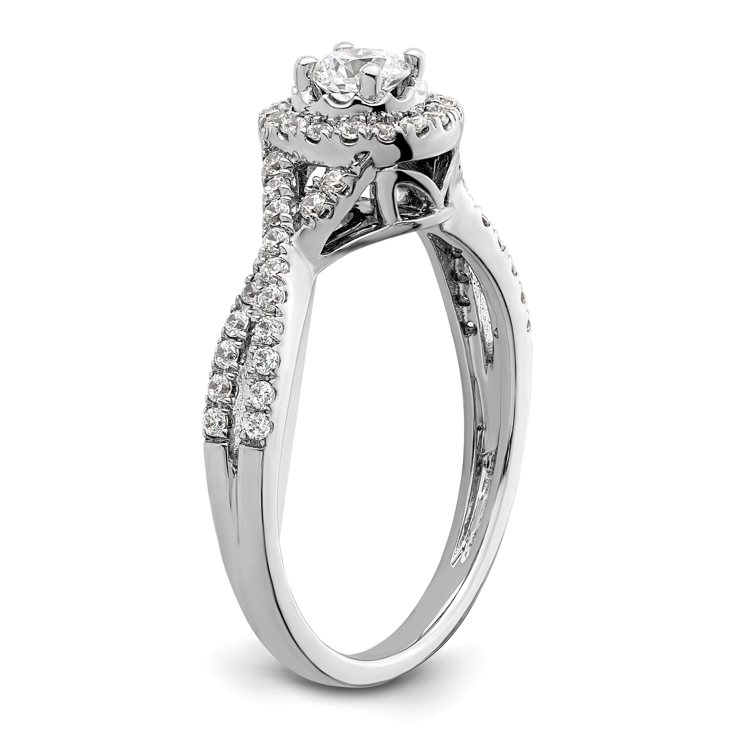 Lab Grown Diamond Round Criss Cross Halo Ring