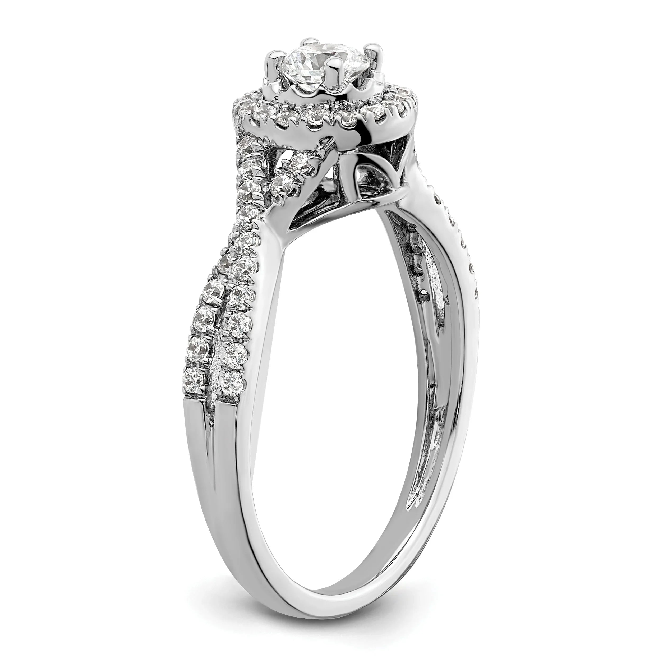 Lab Grown Diamond Round Criss Cross Halo Semi Mount Ring 0.25 ct - Fine Diamond