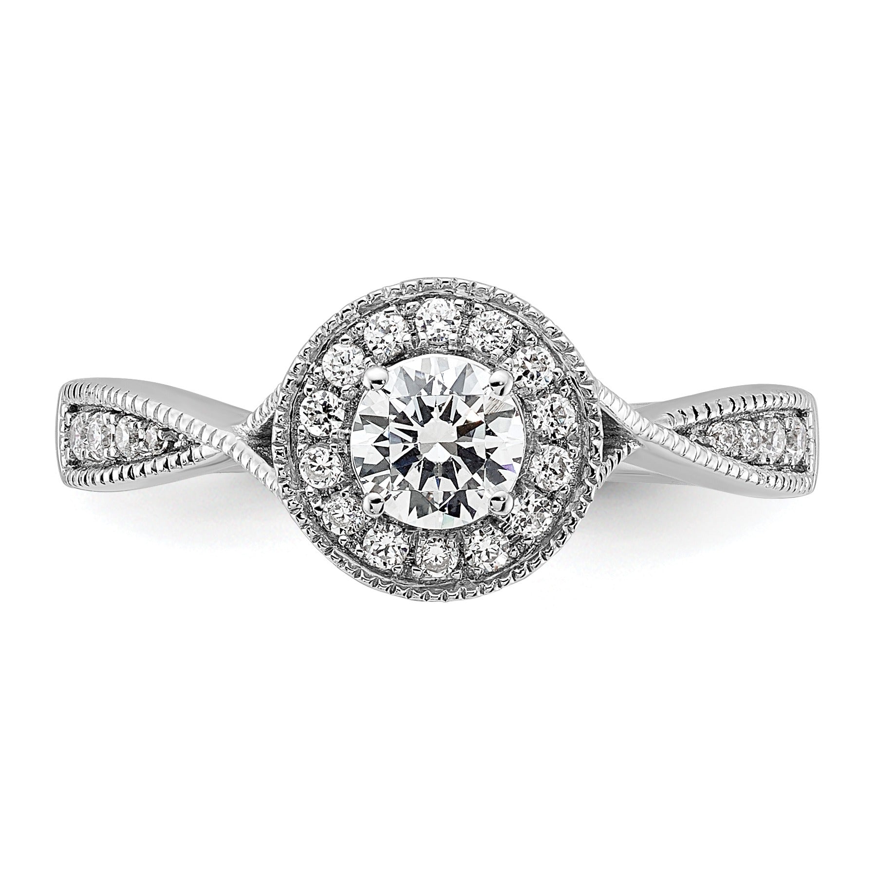 White Gold Lab Grown Diamond Round Halo Engagement Ring