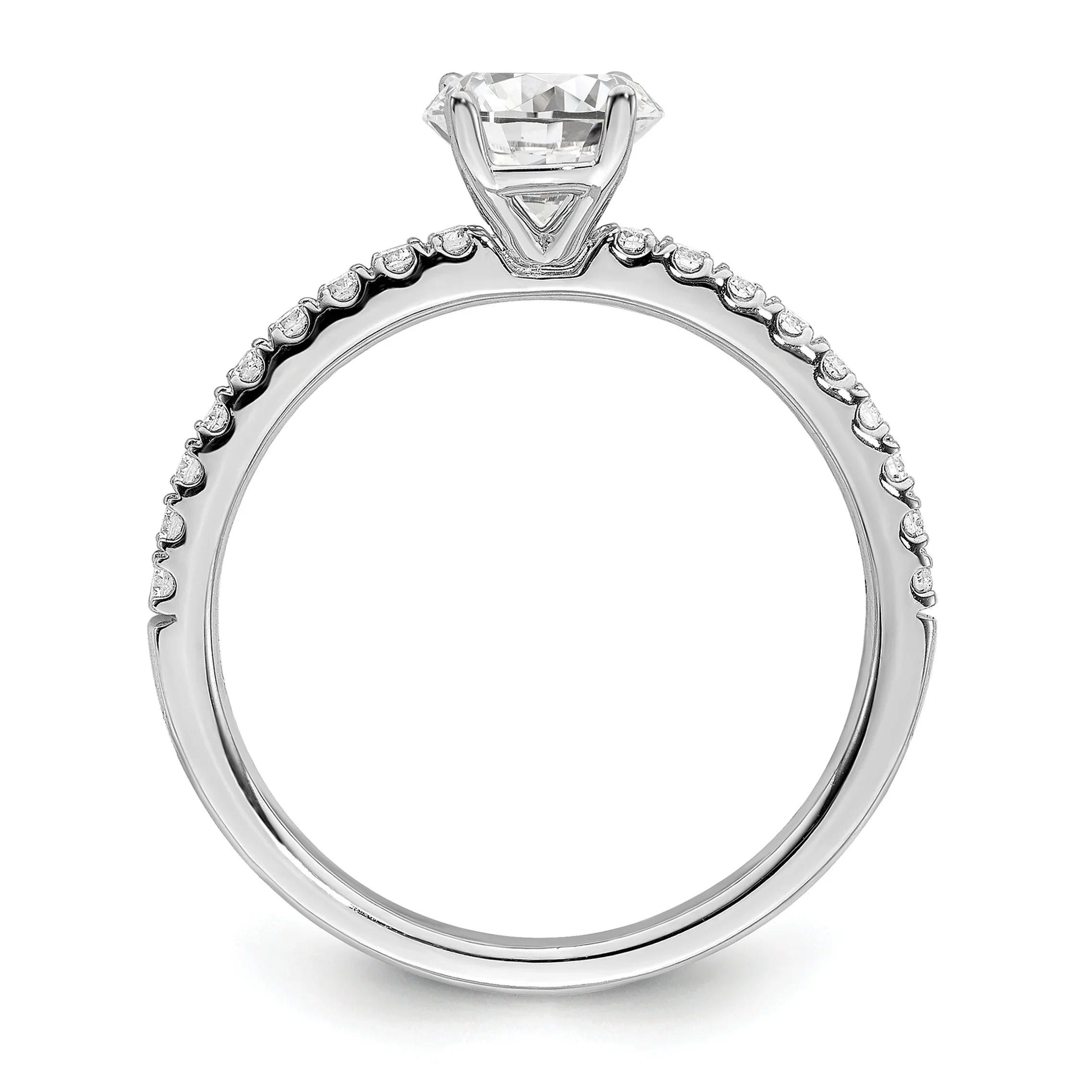 14k White Gold Lab Grown Diamond Round Engagement Ring 0.75 Ct - Fine Diamond
