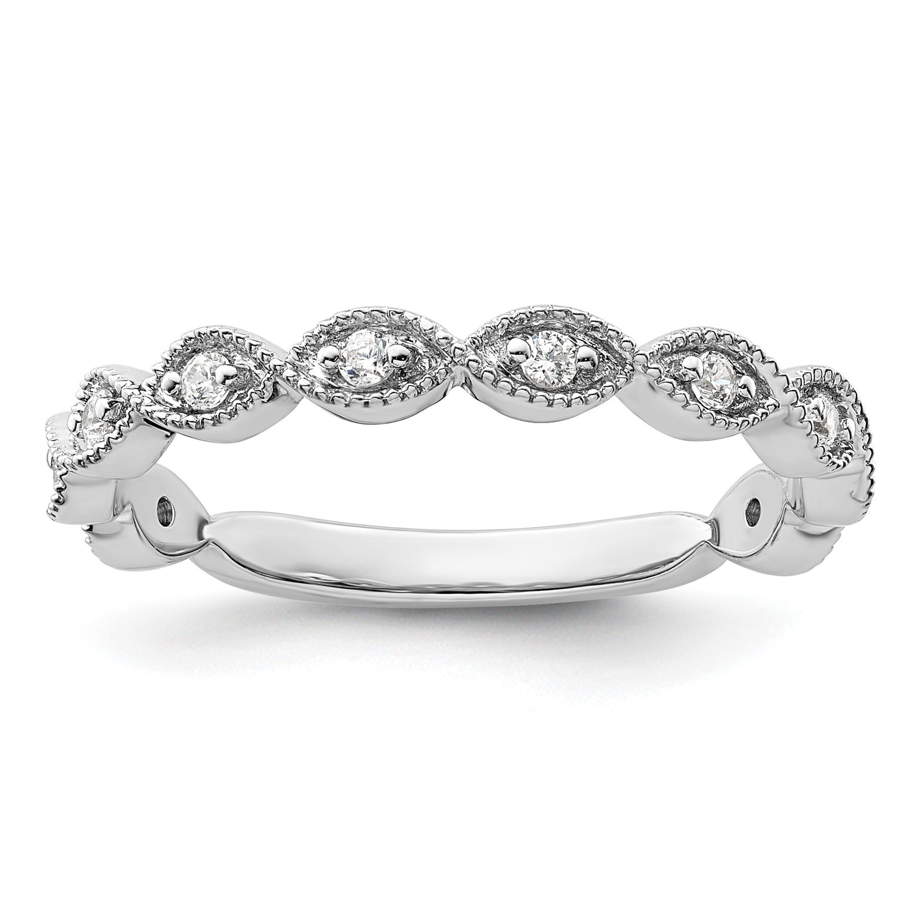 0.16 Ct Round Lab Grown Diamond Bezel 14K White Gold Wedding Enhancer Band