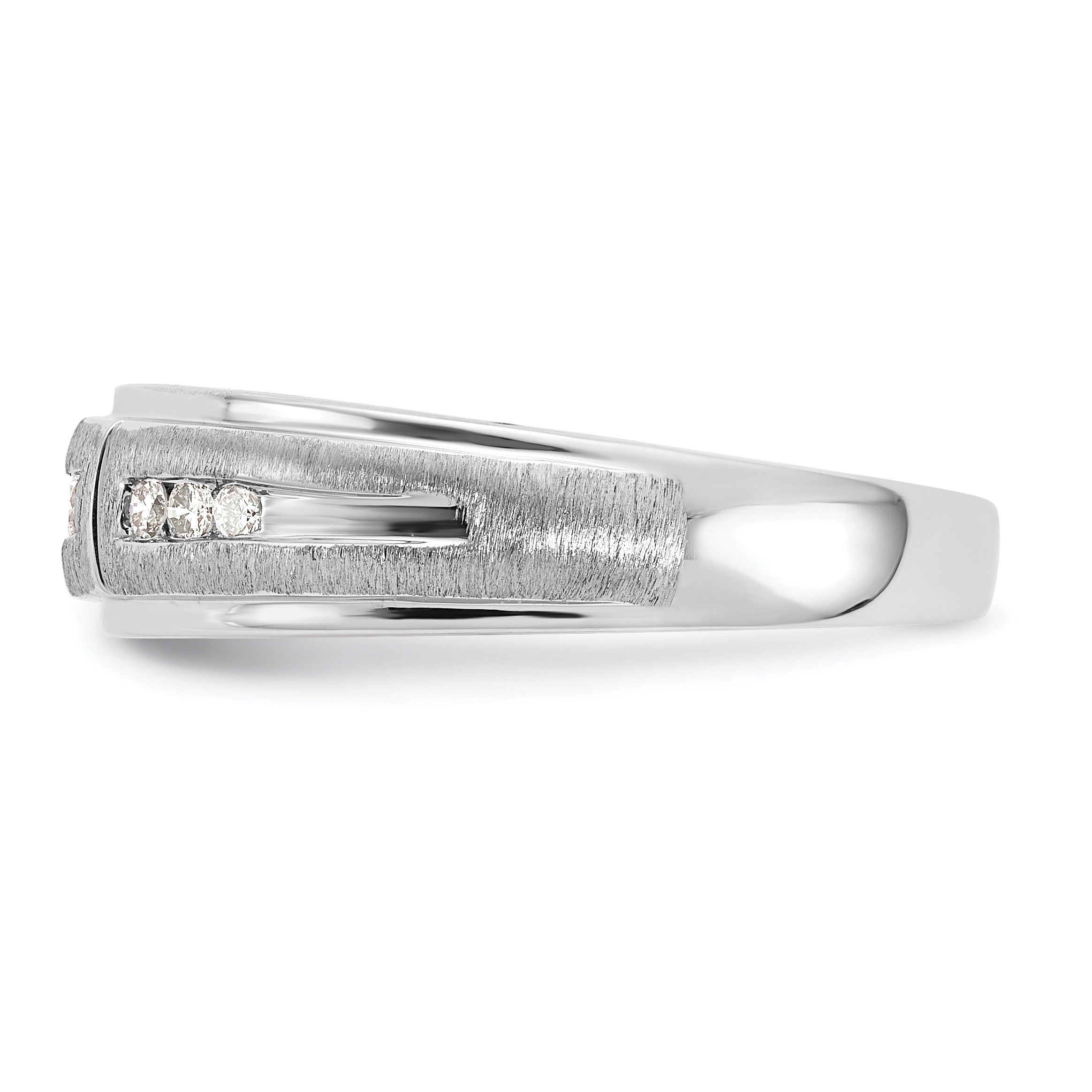 Lab Diamond Step-Edged Channel-Set Diamond Wedding Men's Ring 10k White Gold