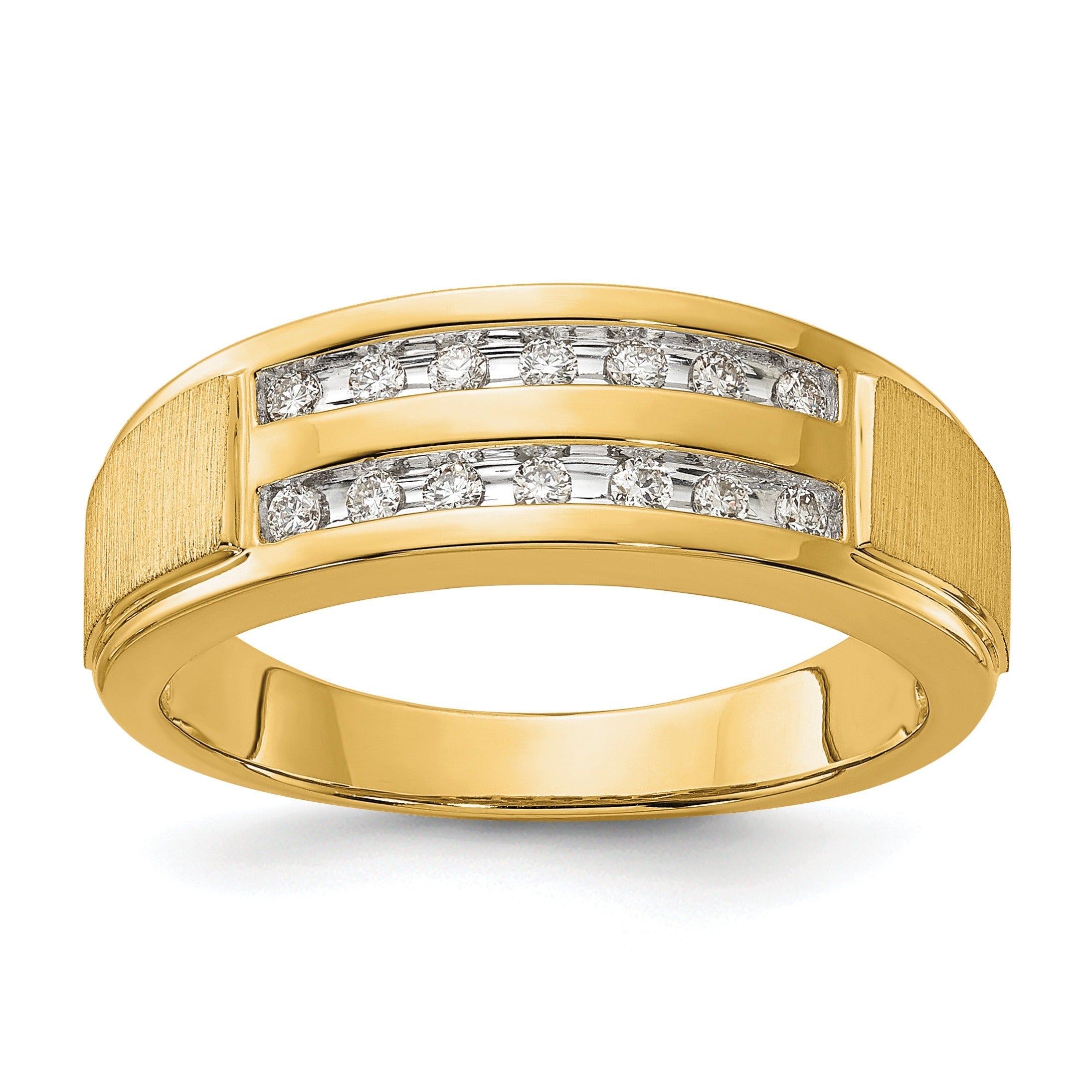 10k Gold Lab Grown Diamond Double Row Men's Ring 1/5 ct
